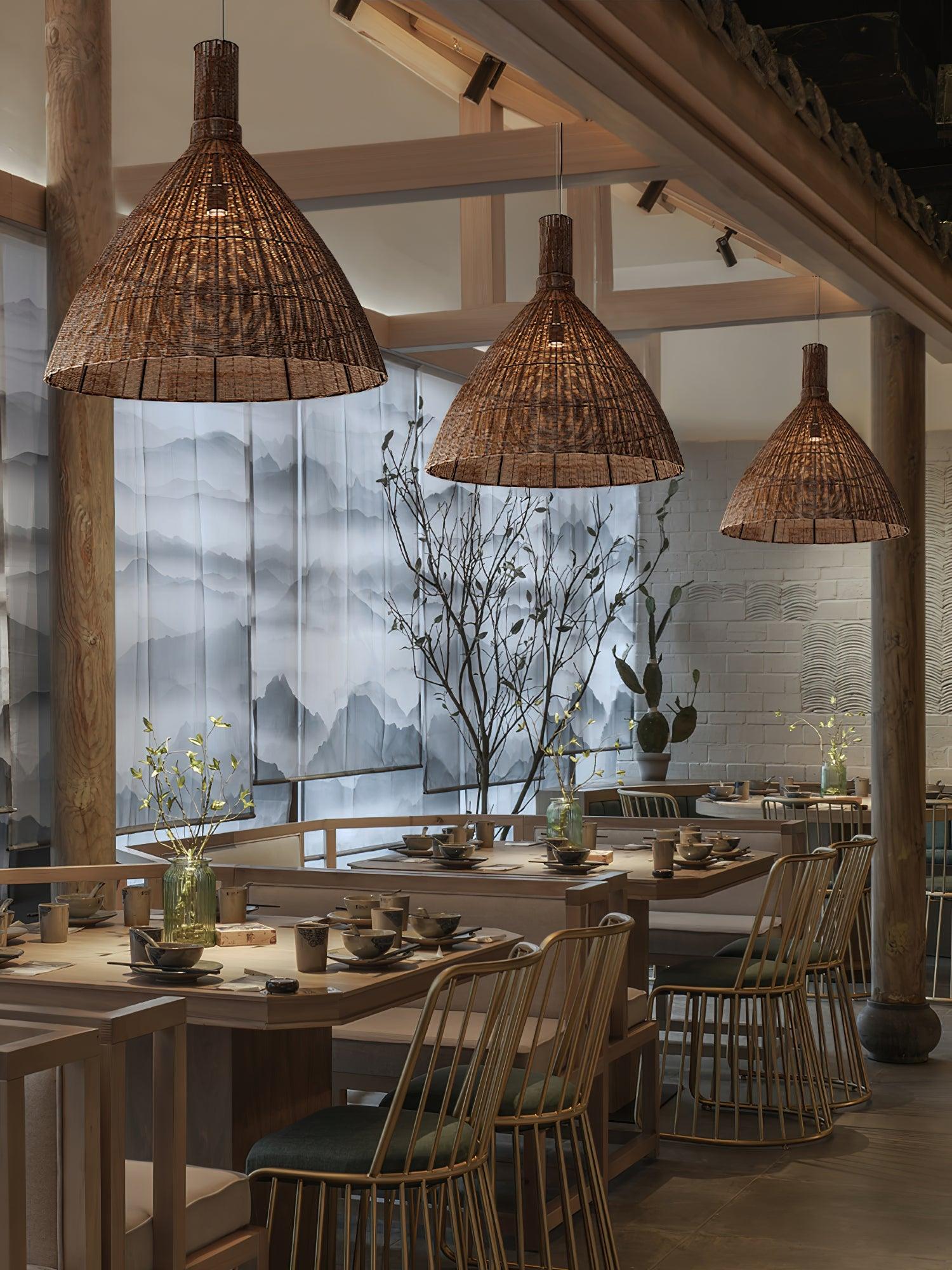 Dsplen Art Natural Rattan Pendant Light