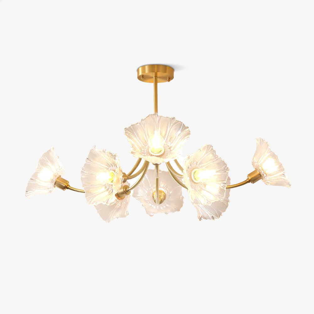 Lustra Chandelier Flower Glass with Brass Finish - Neutral Decor