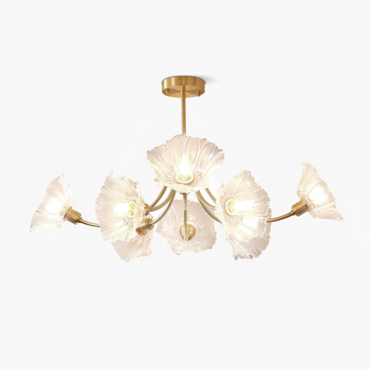 Lustra Chandelier Flower Glass with Brass Finish - Neutral Decor