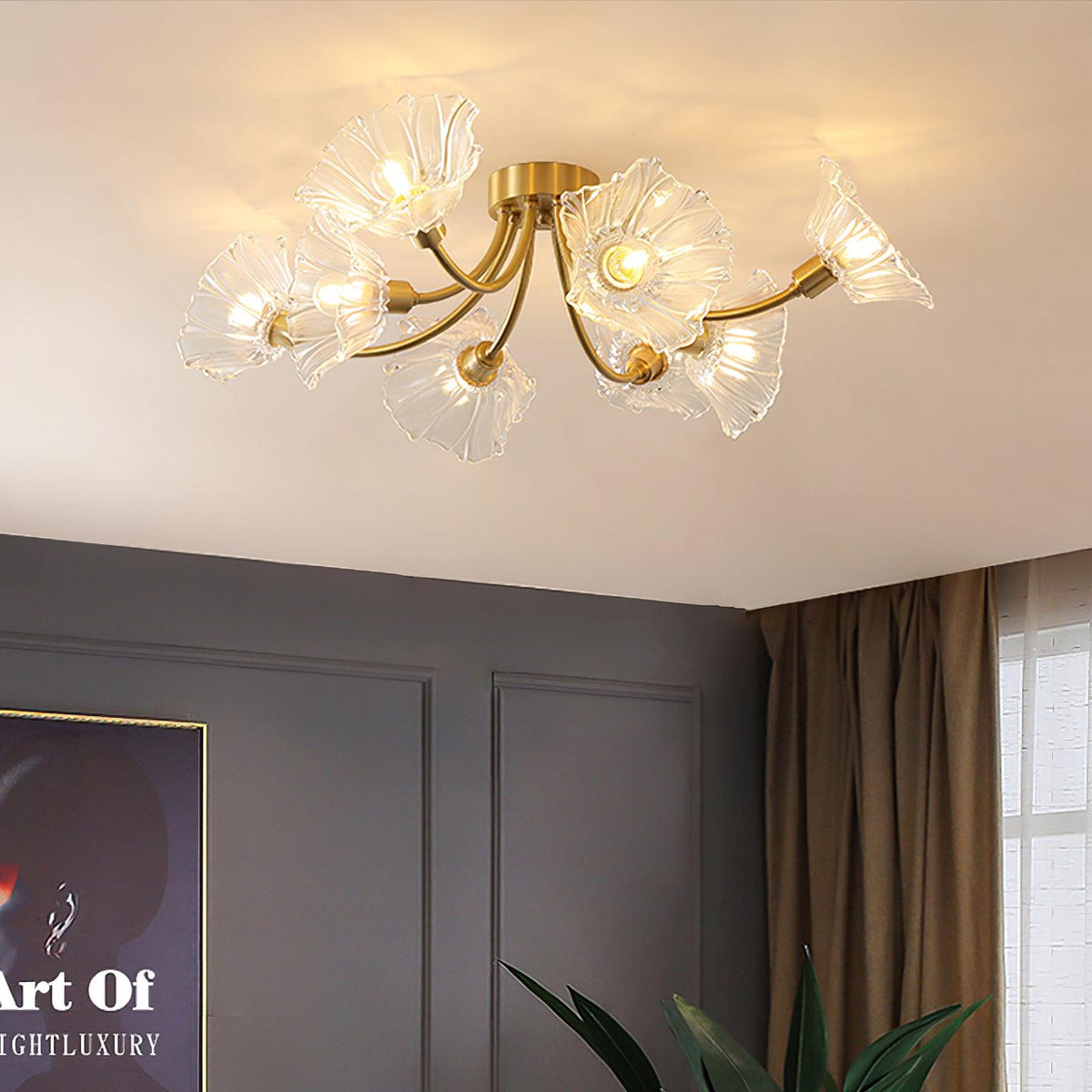 Celoreria Ceiling Lamp Flower Glass Petal Chic Elegant