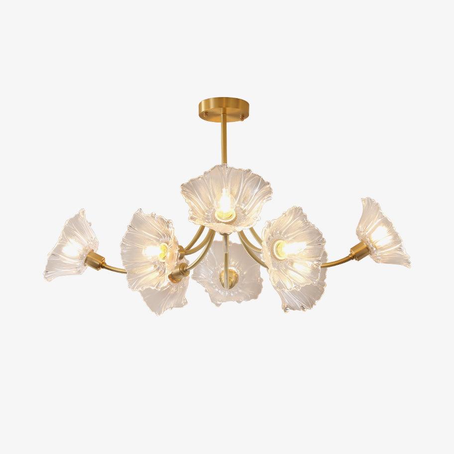 Lustra Chandelier Flower Glass with Brass Finish - Neutral Decor