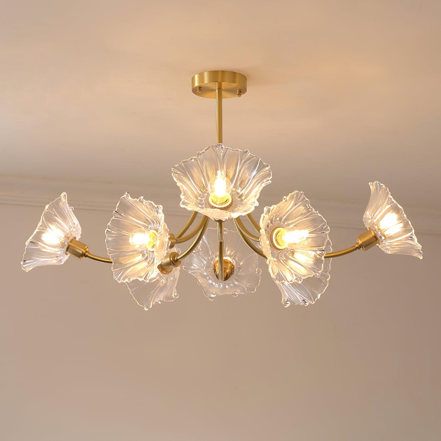 Lustra Chandelier Flower Glass with Brass Finish - Neutral Decor