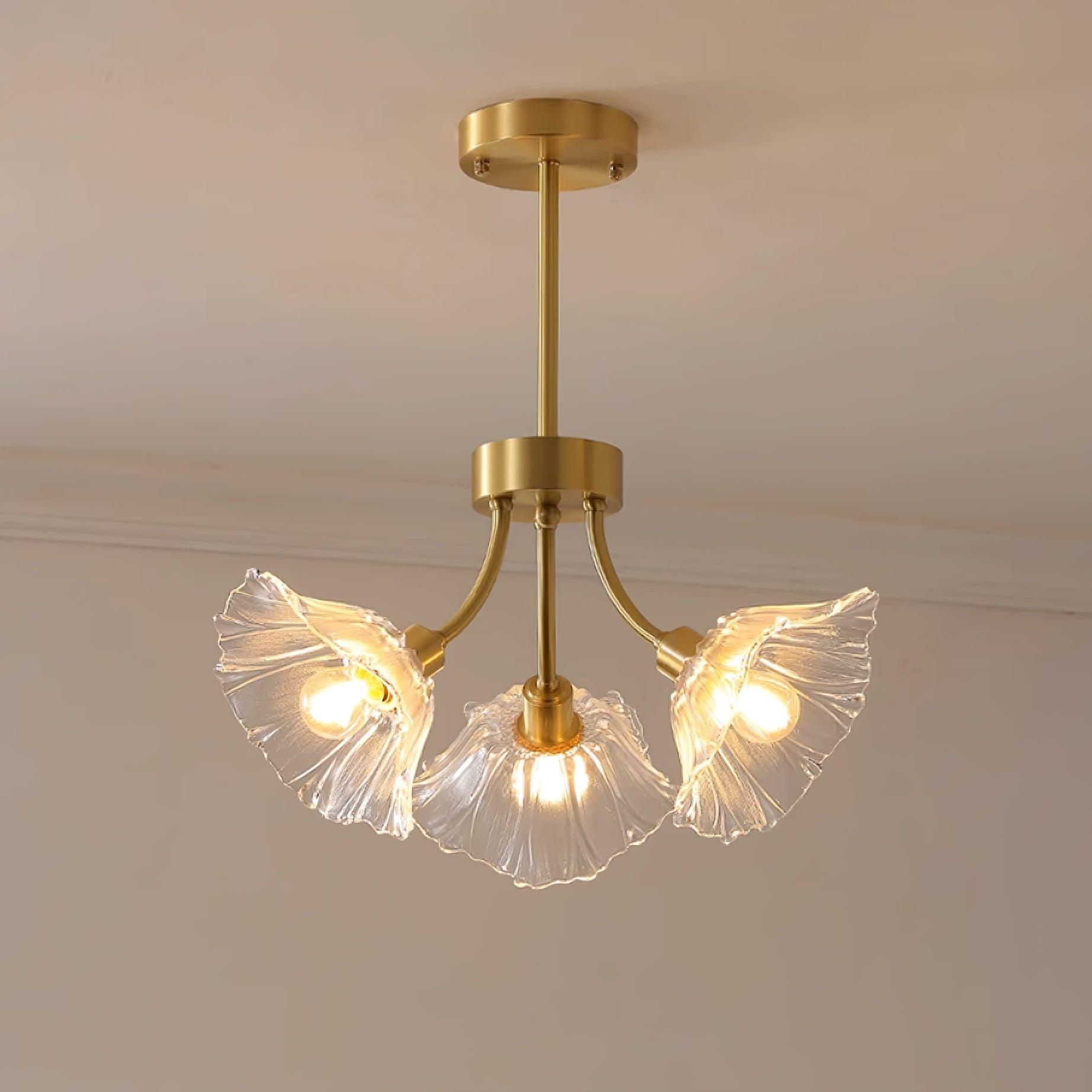 Lustra Chandelier Flower Glass with Brass Finish - Neutral Decor