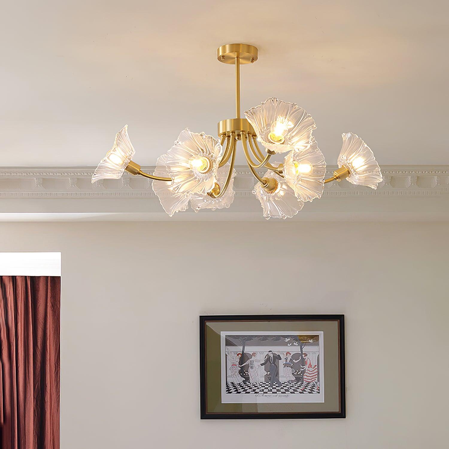 Lustra Chandelier Flower Glass with Brass Finish - Neutral Decor