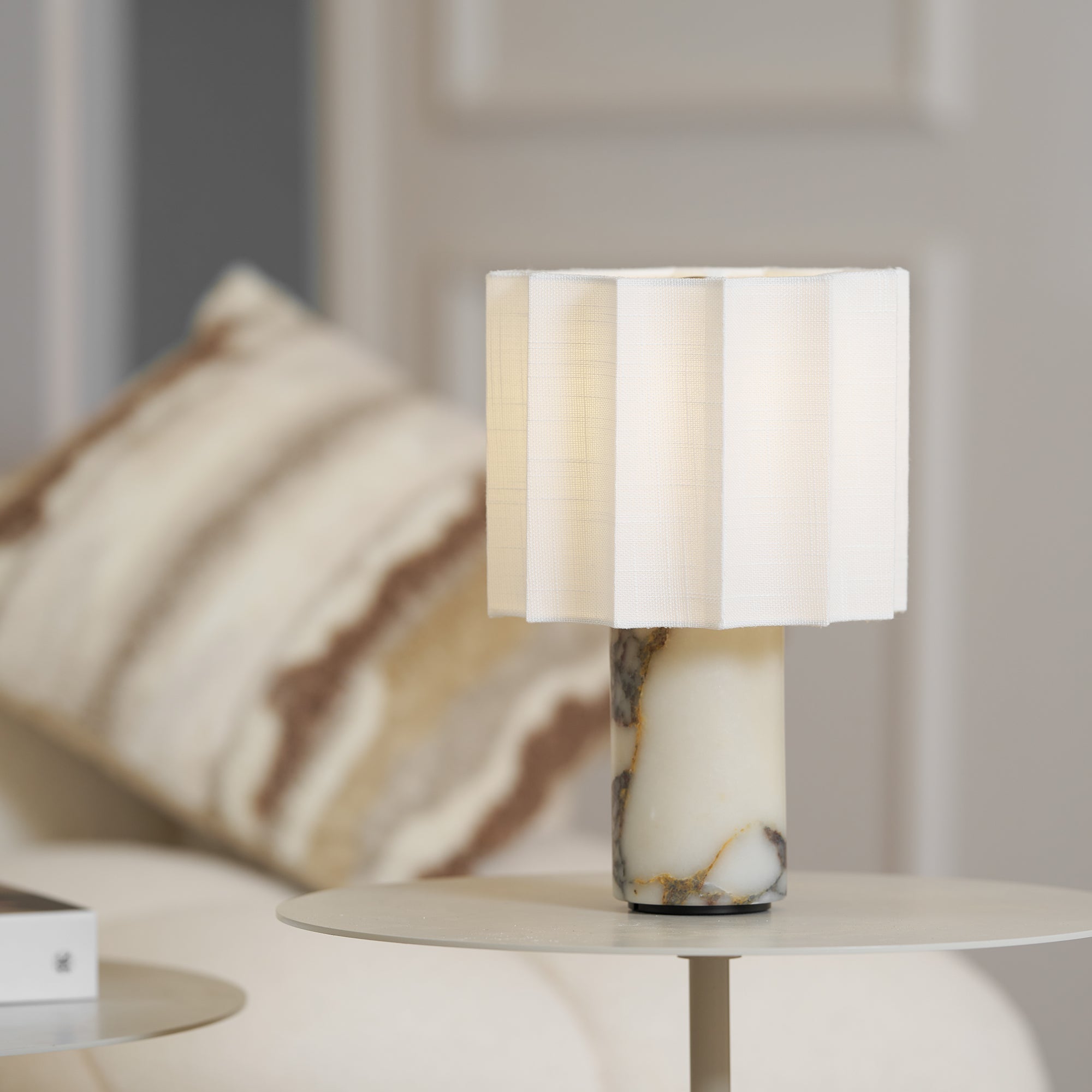 Serenity Pleated Fabric & Marble Table Lamp