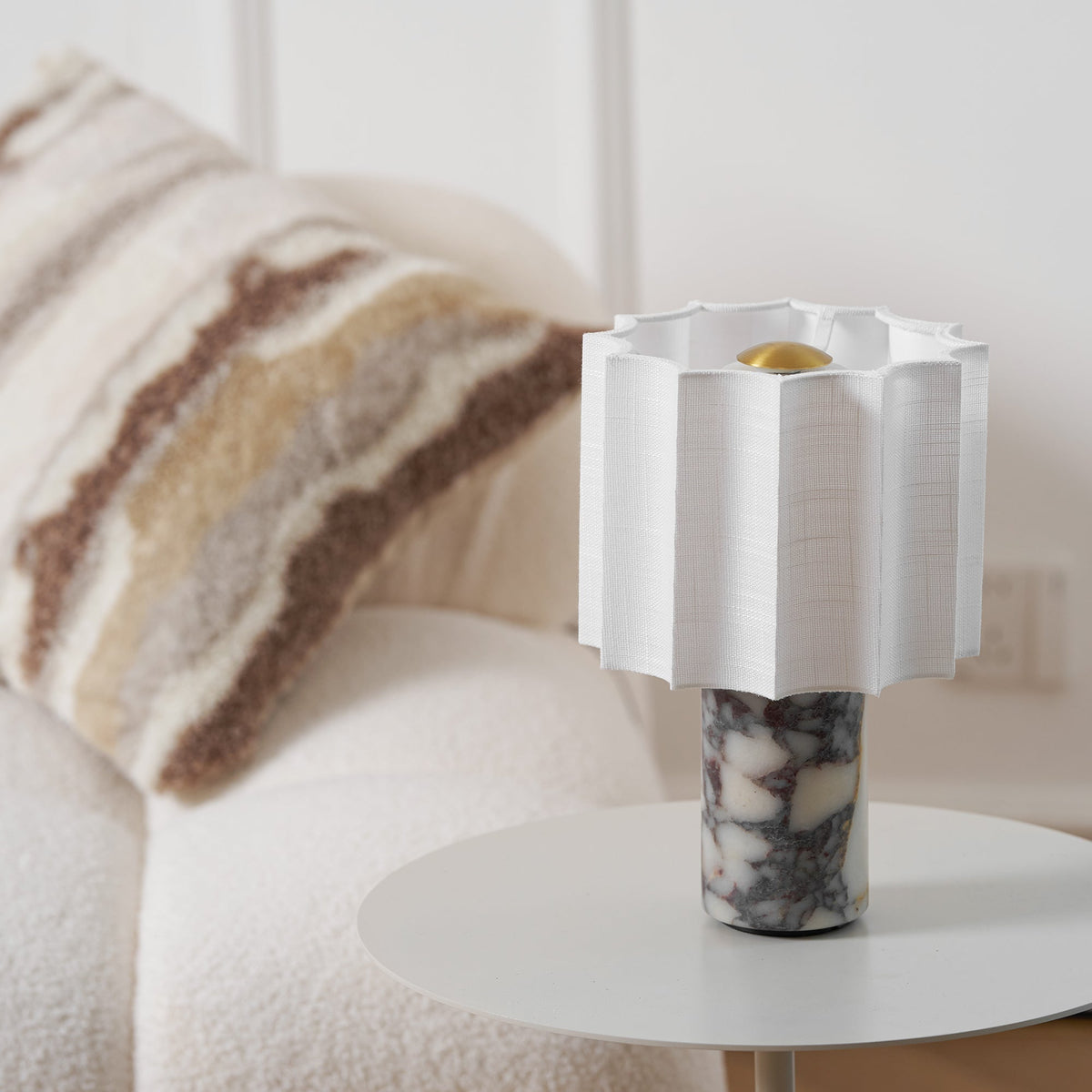 Serenity Pleated Fabric & Marble Table Lamp