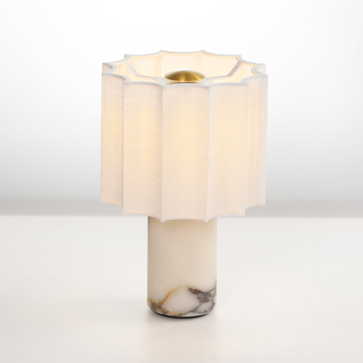 Serenity Pleated Fabric & Marble Table Lamp