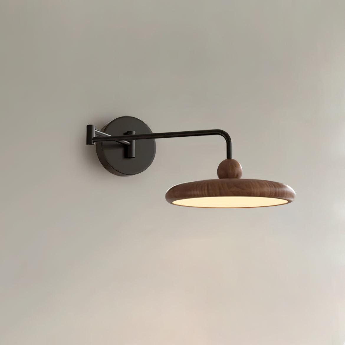 Kenshika Wooden Disc Black Wall Light