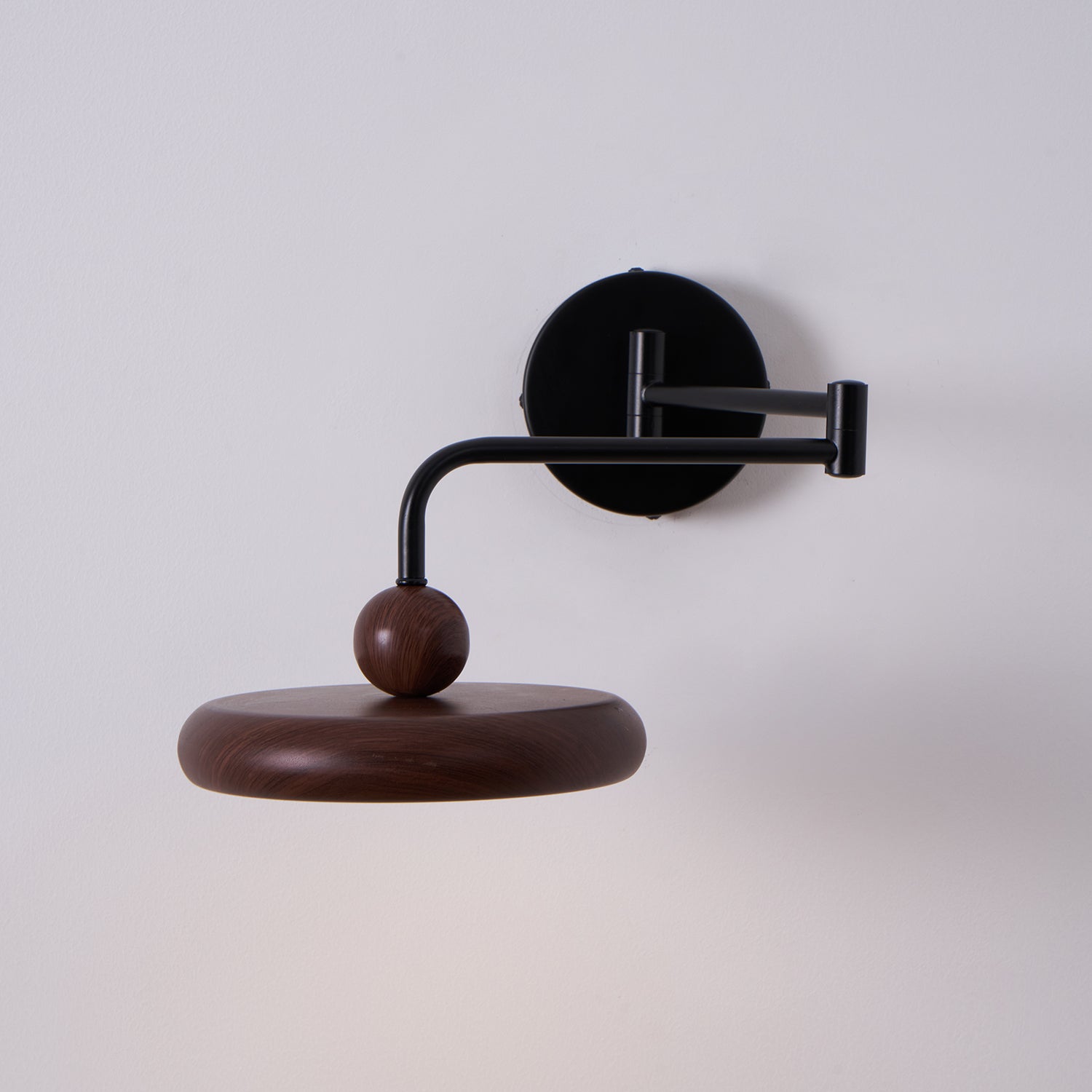 Kenshika Wooden Disc Black Wall Light