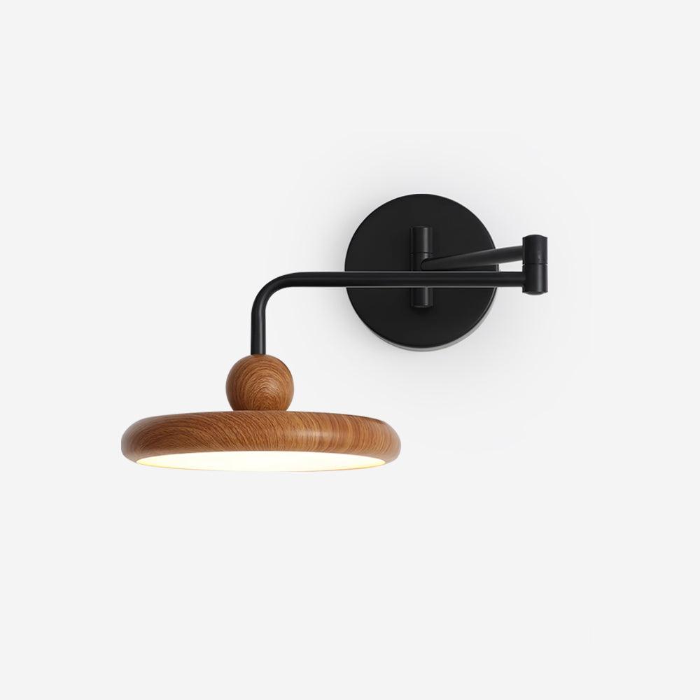 Kenshika Wooden Disc Black Wall Light