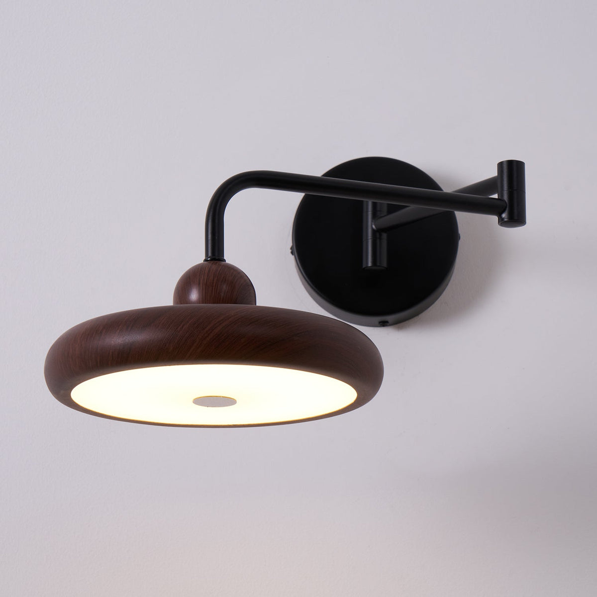Kenshika Wooden Disc Black Wall Light
