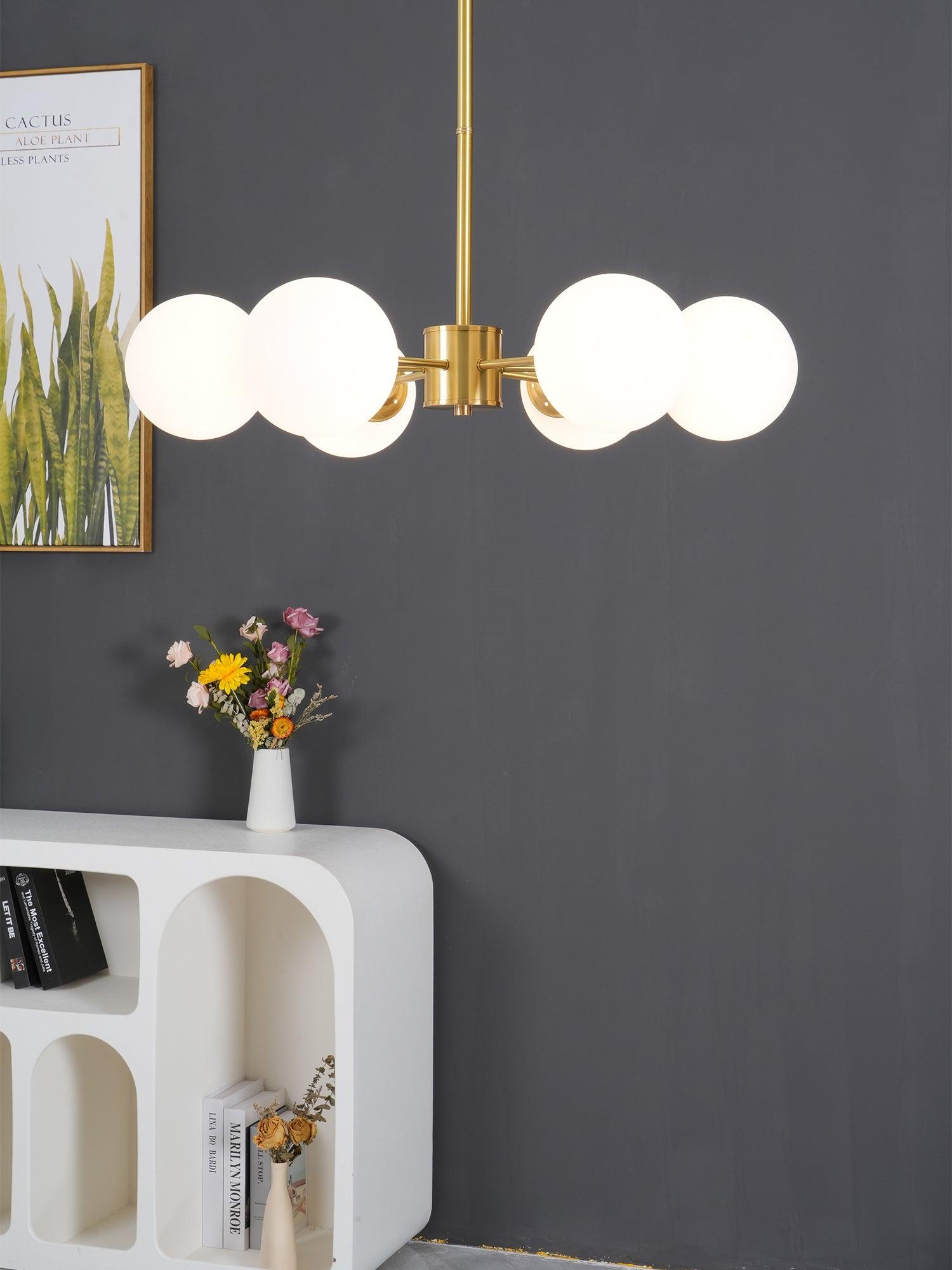 Eshlen Chandelier Brass Opal Glass