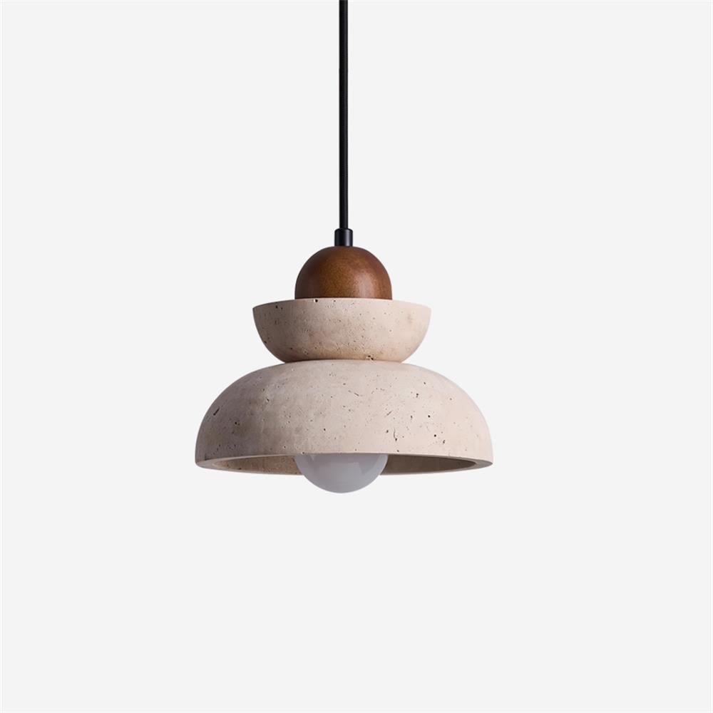 Pendant Lamp Travertine Shade Wood Modern Nordic Beige Walnut - Neutral Decor