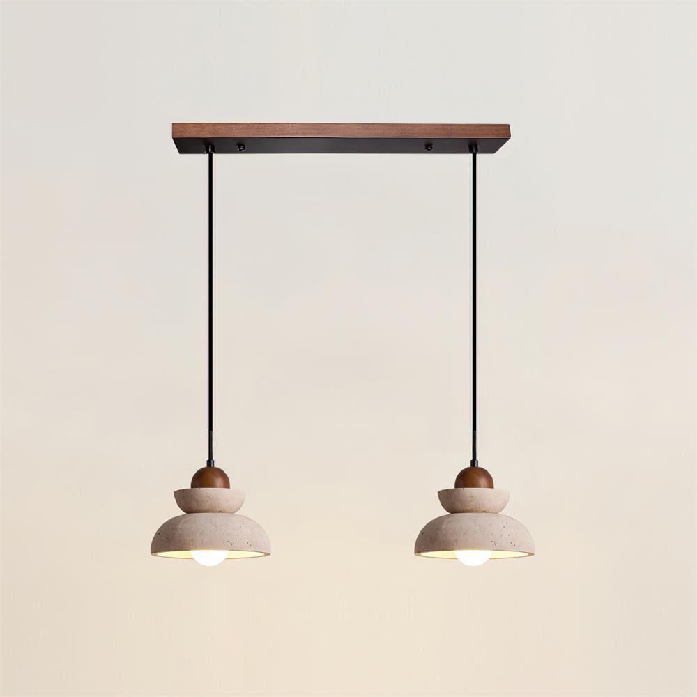 Pendant Lamp Travertine Shade Wood Modern Nordic Beige Walnut - Neutral Decor