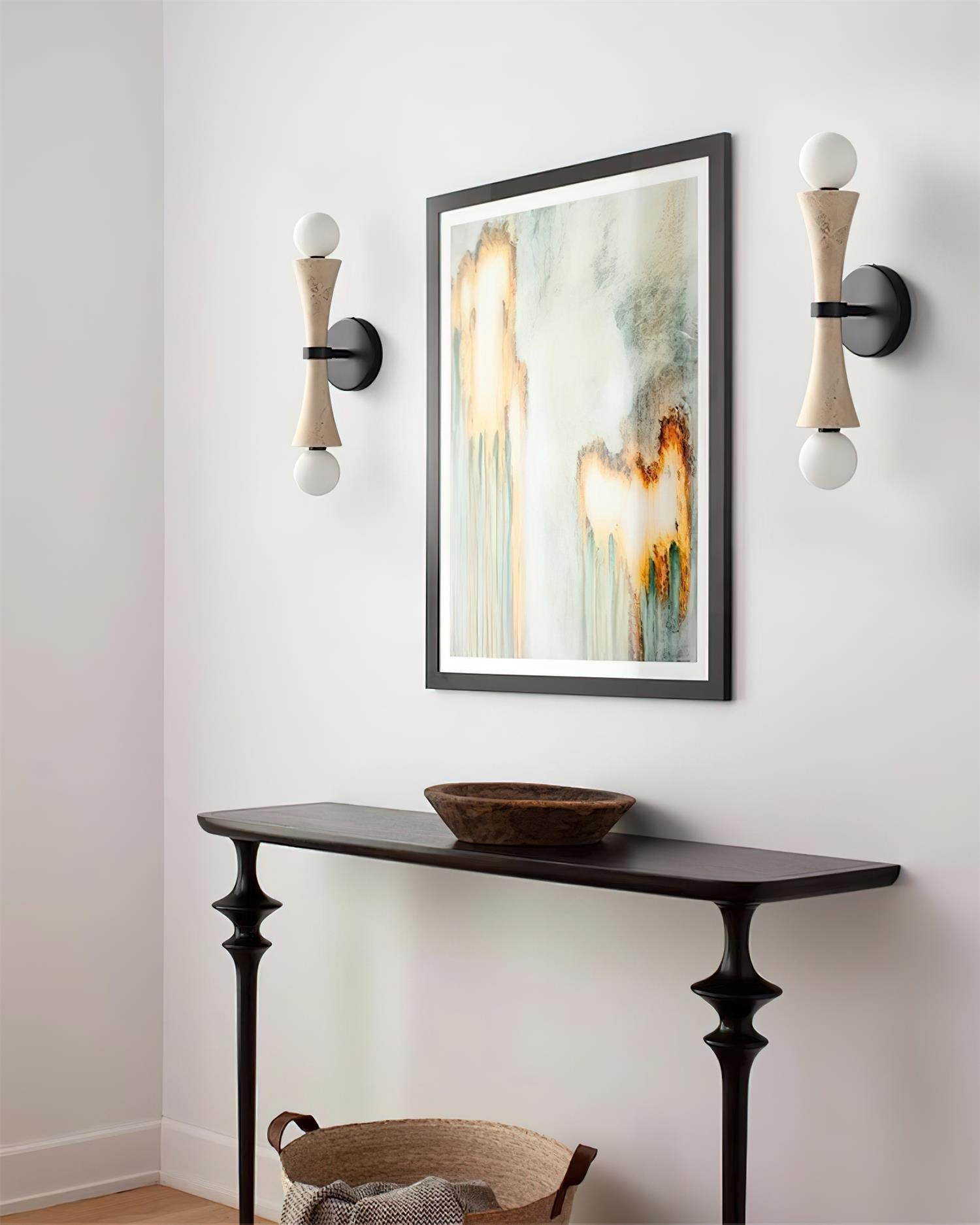 Katia Wall Lamp Travertine Hourglass - Neutral Decor