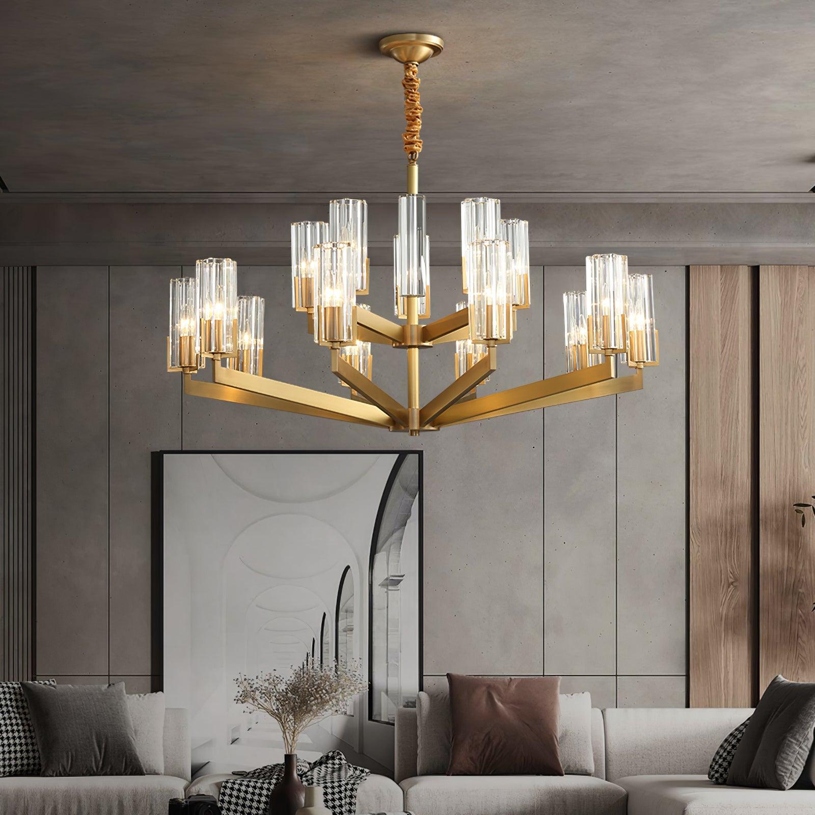 Velinora Chandelier Brass Glass Modern
