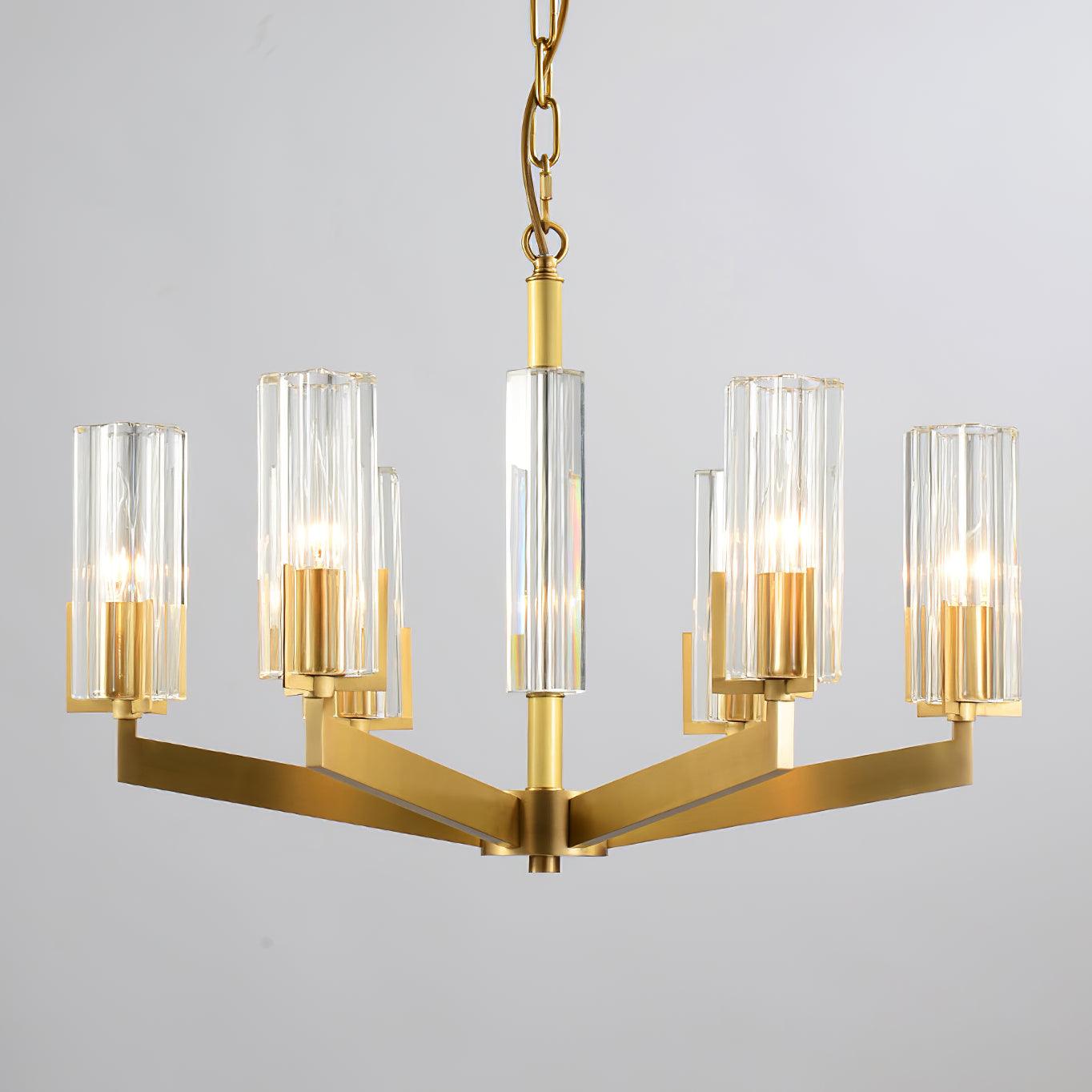 Velinora Chandelier Brass Glass Modern