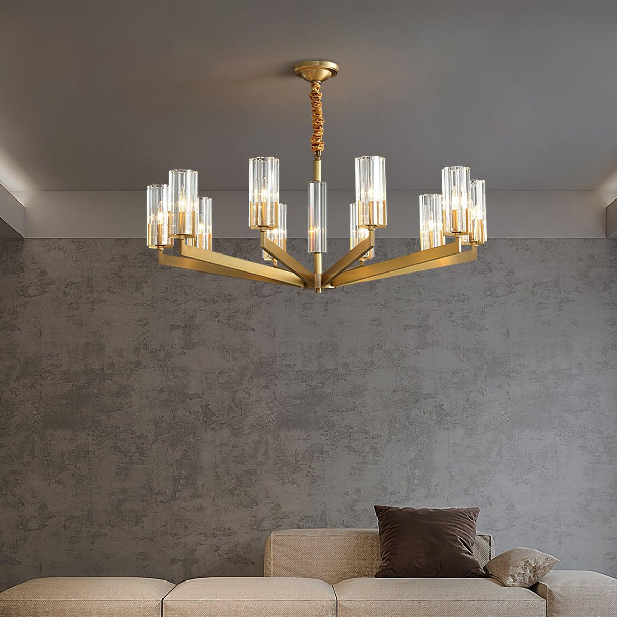 Velinora Chandelier Brass Glass Modern