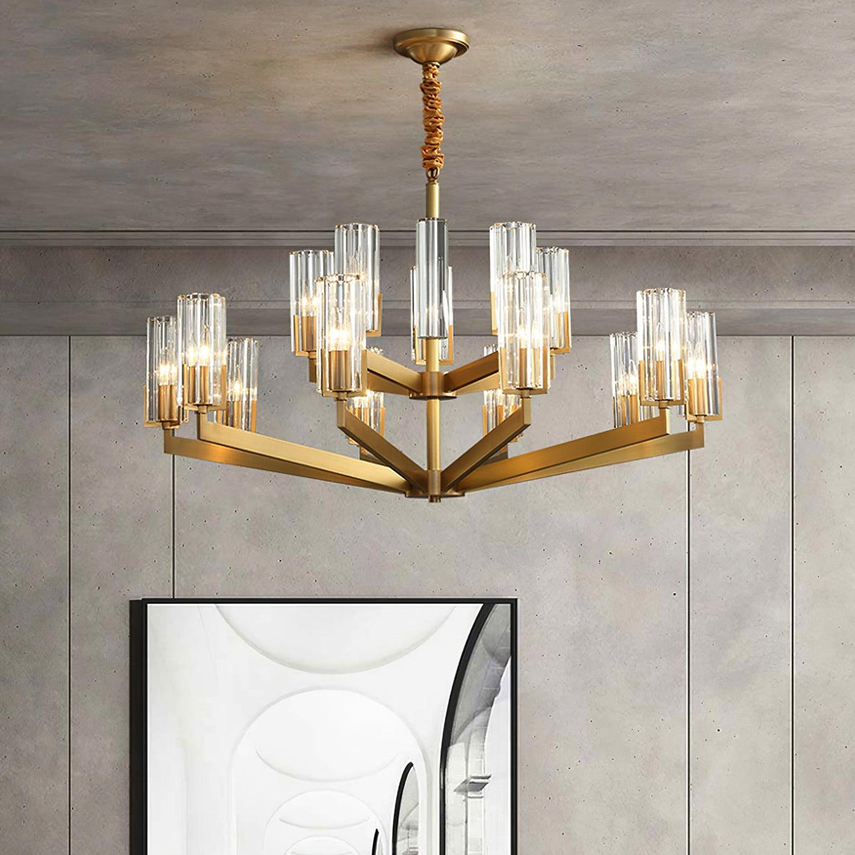 Velinora Chandelier Brass Glass Modern