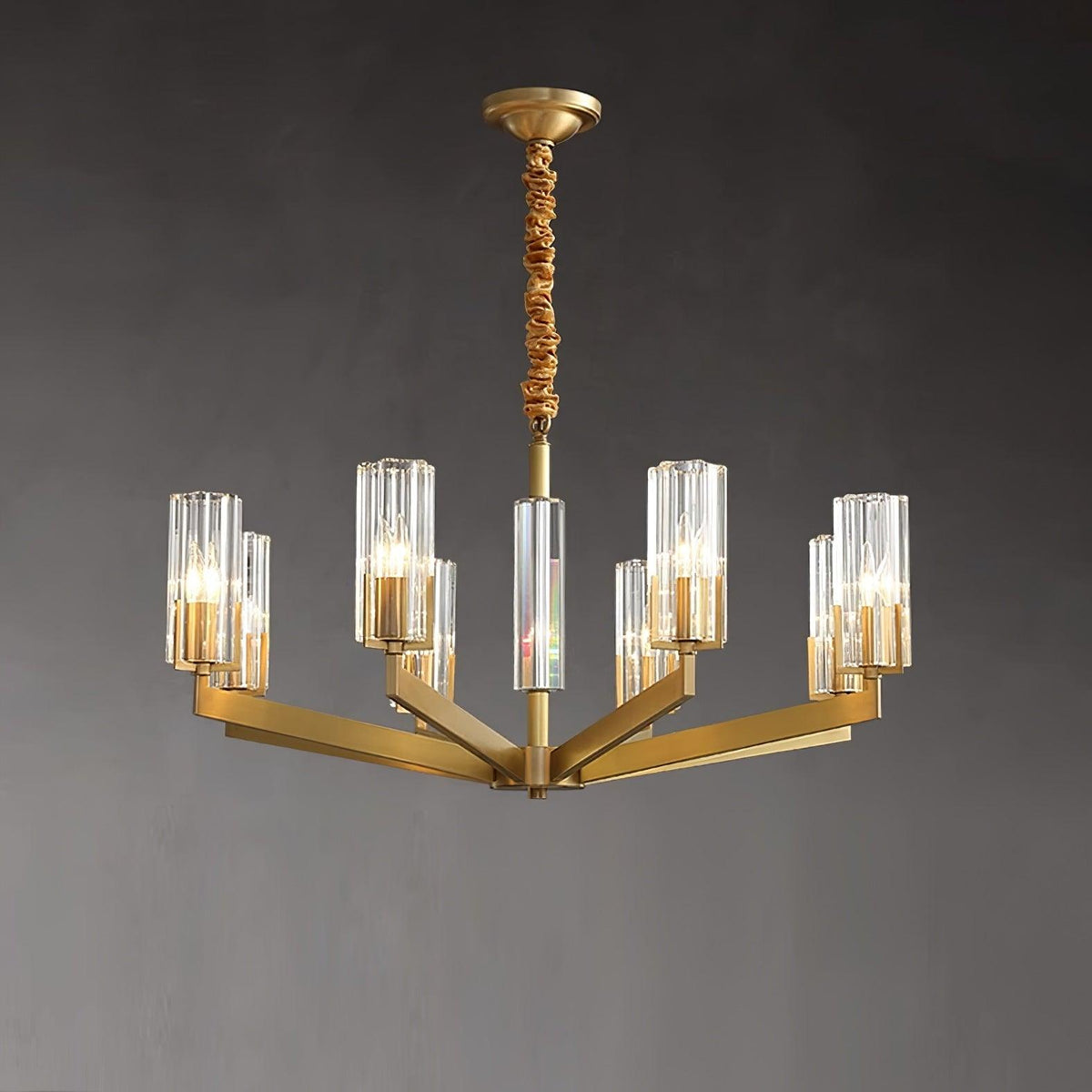 Velinora Chandelier Brass Glass Modern