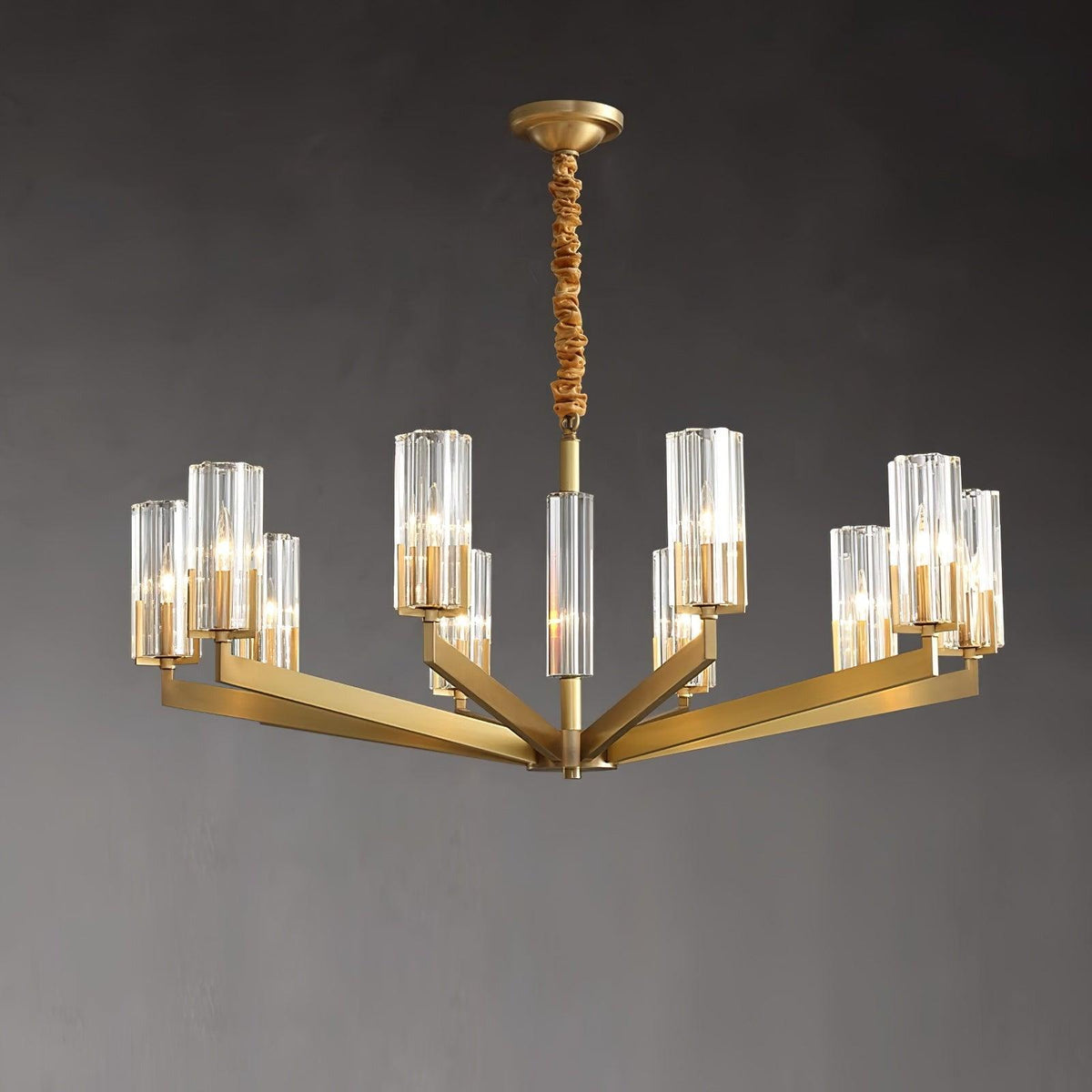Velinora Chandelier Brass Glass Modern