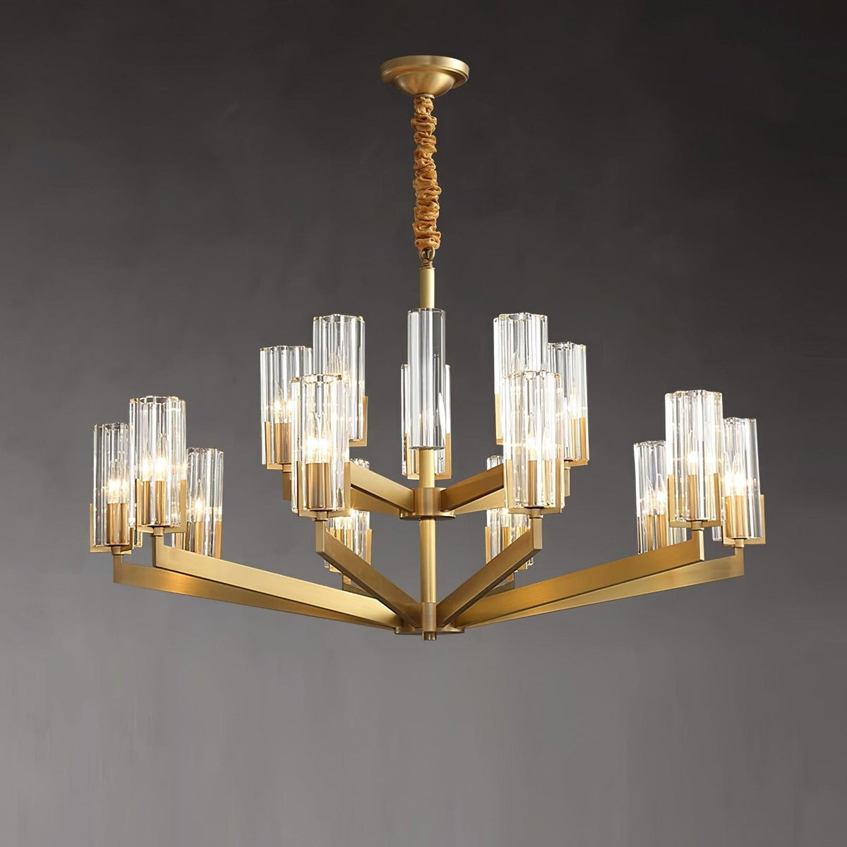 Velinora Chandelier Brass Glass Modern