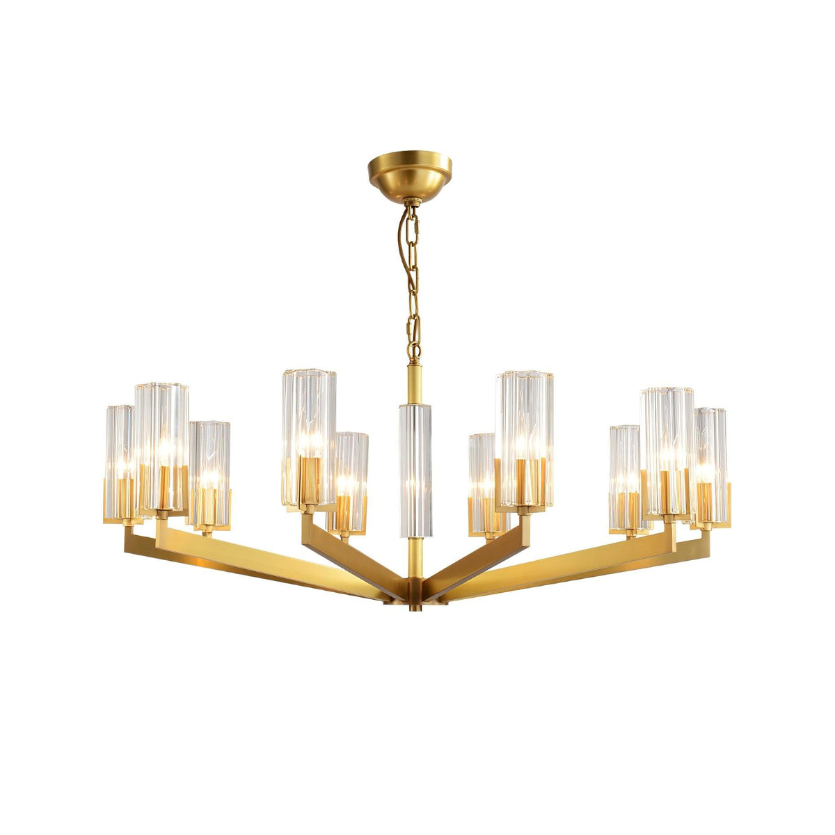 Velinora Chandelier Brass Glass Modern