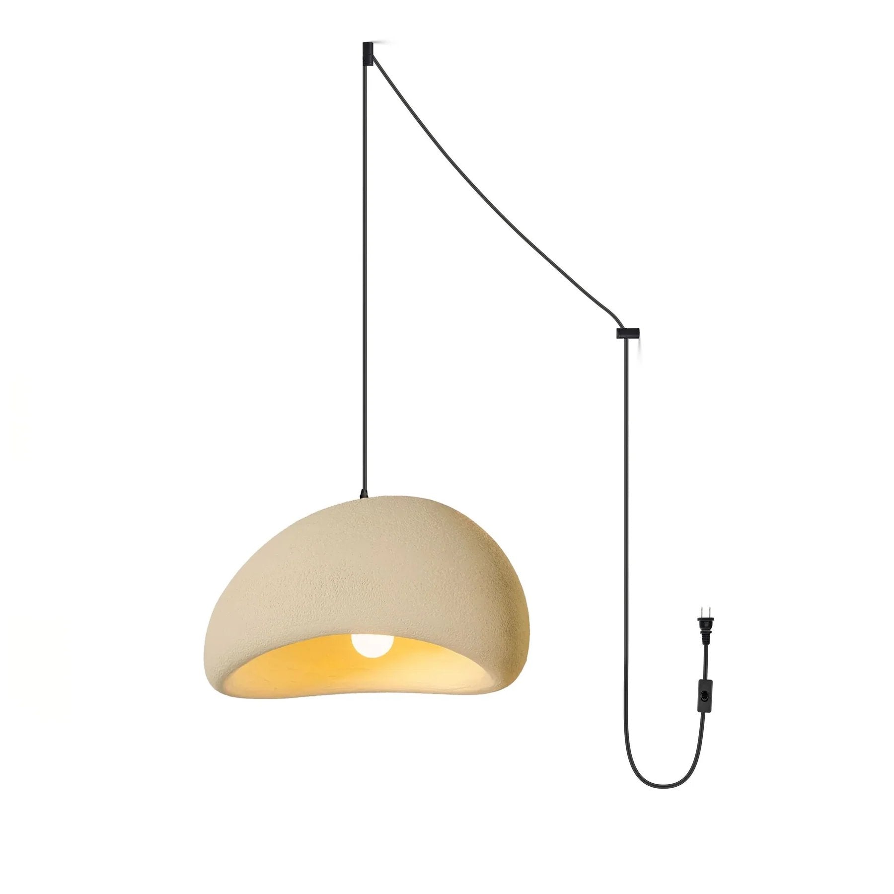 Solara Pendant Lamp Plaster Half Dome Plug In Wabi Sabi - Neutral Decor
