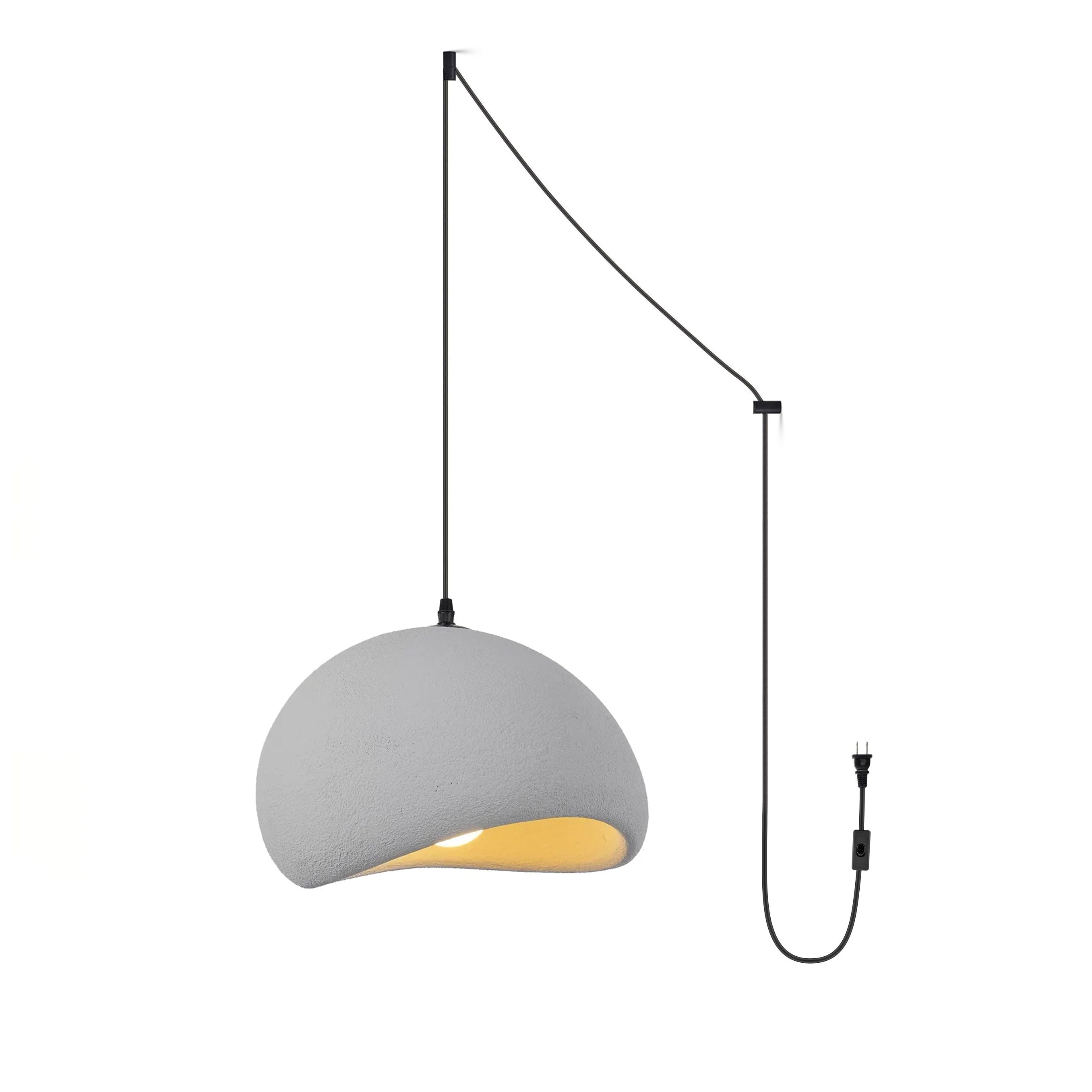 Solara Pendant Lamp Plaster Half Dome Plug In Wabi Sabi - Neutral Decor