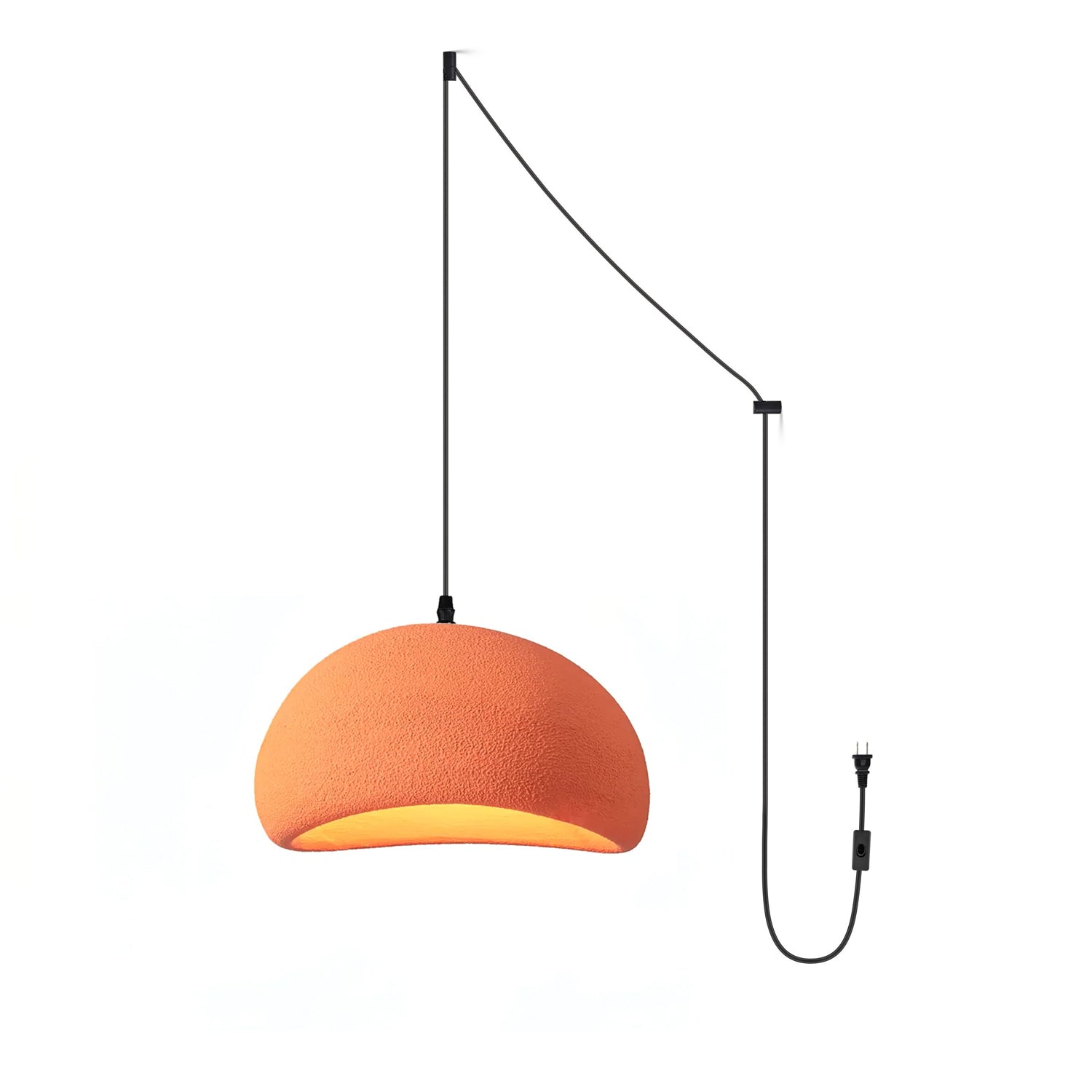 Solara Pendant Lamp Plaster Half Dome Plug In Wabi Sabi - Neutral Decor