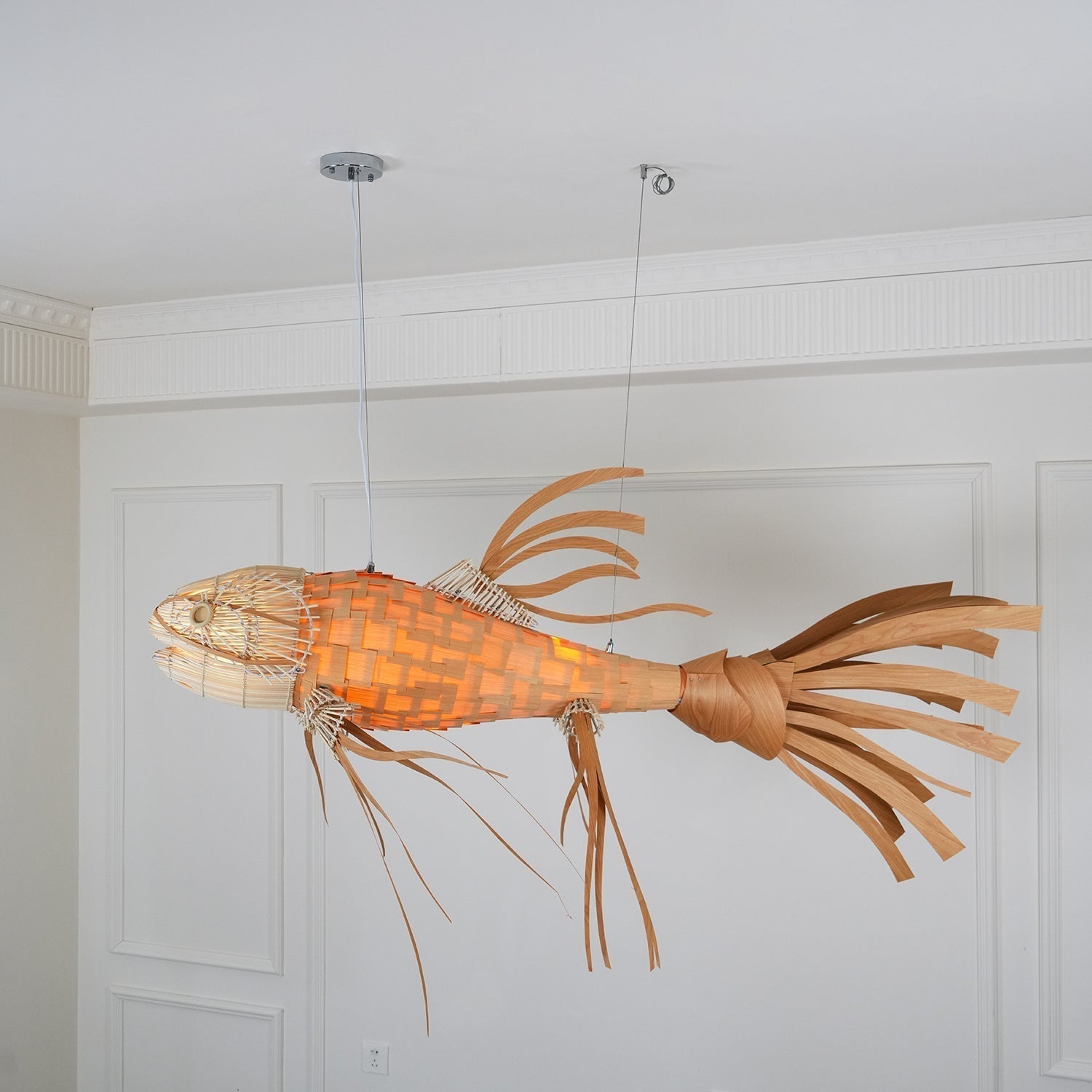 KOI Chandelier Wooden Fish Handmade