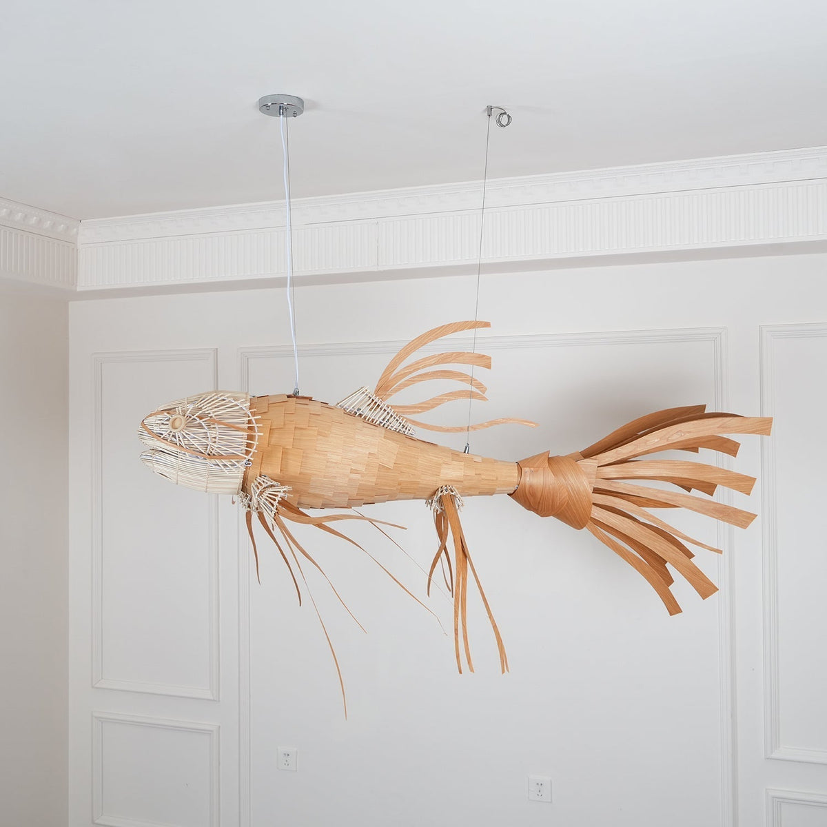 KOI Chandelier Wooden Fish Handmade