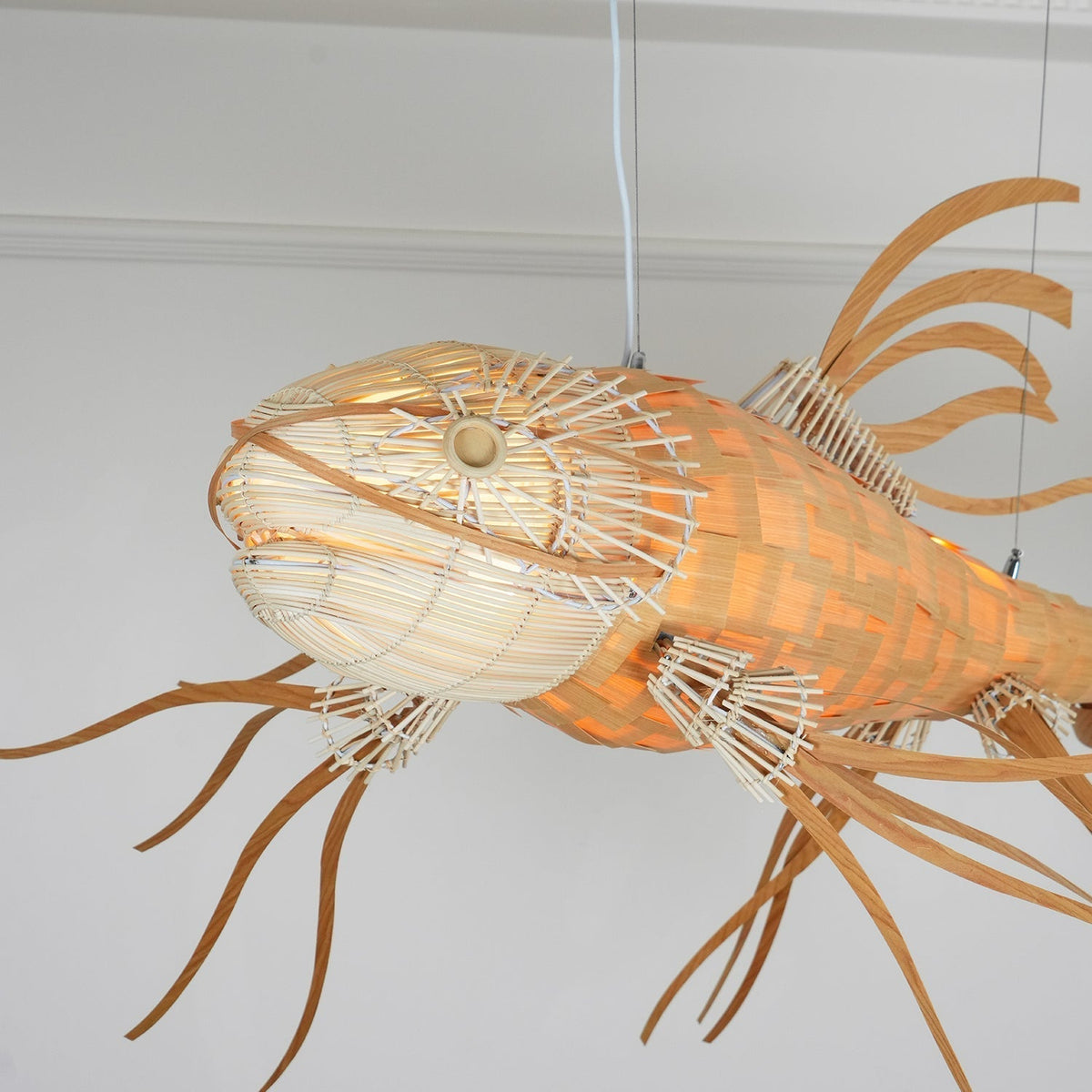 KOI Chandelier Wooden Fish Handmade