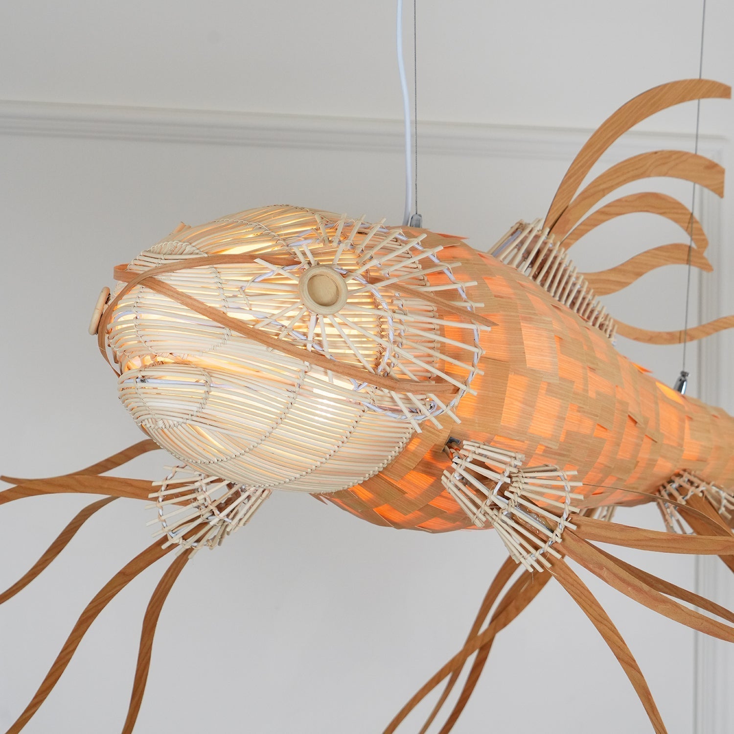 KOI Chandelier Wooden Fish Handmade