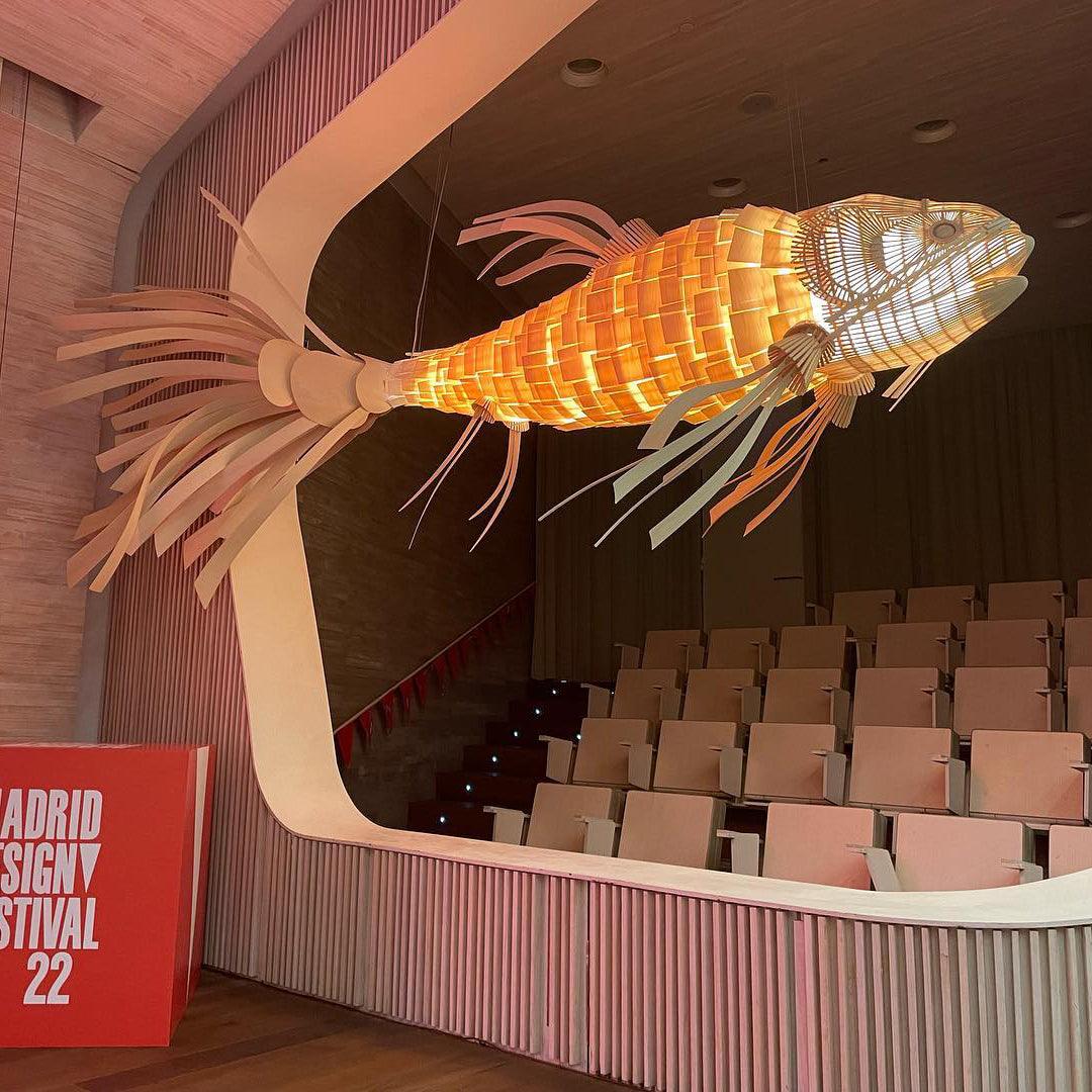 KOI Chandelier Wooden Fish Handmade