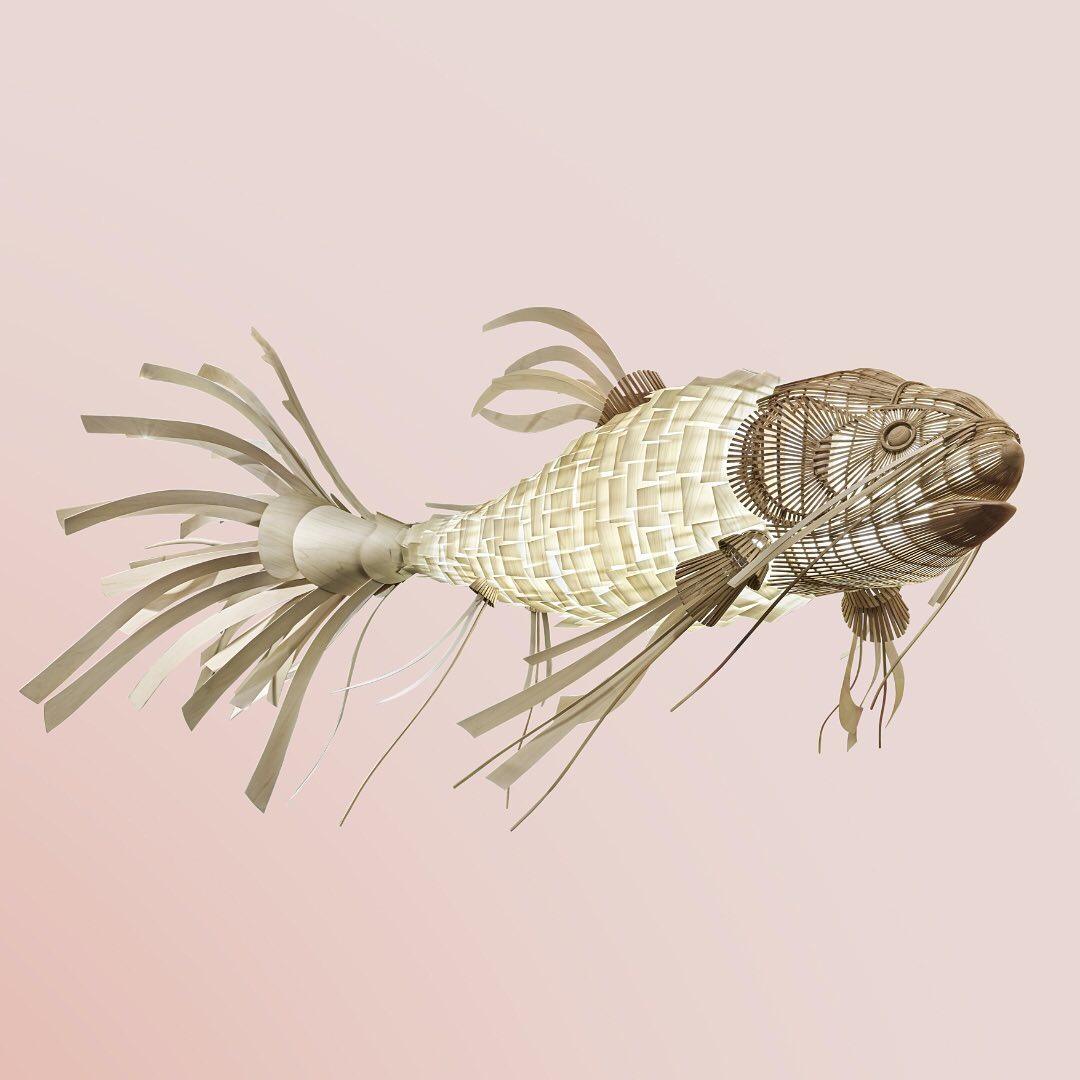 KOI Chandelier Wooden Fish Handmade