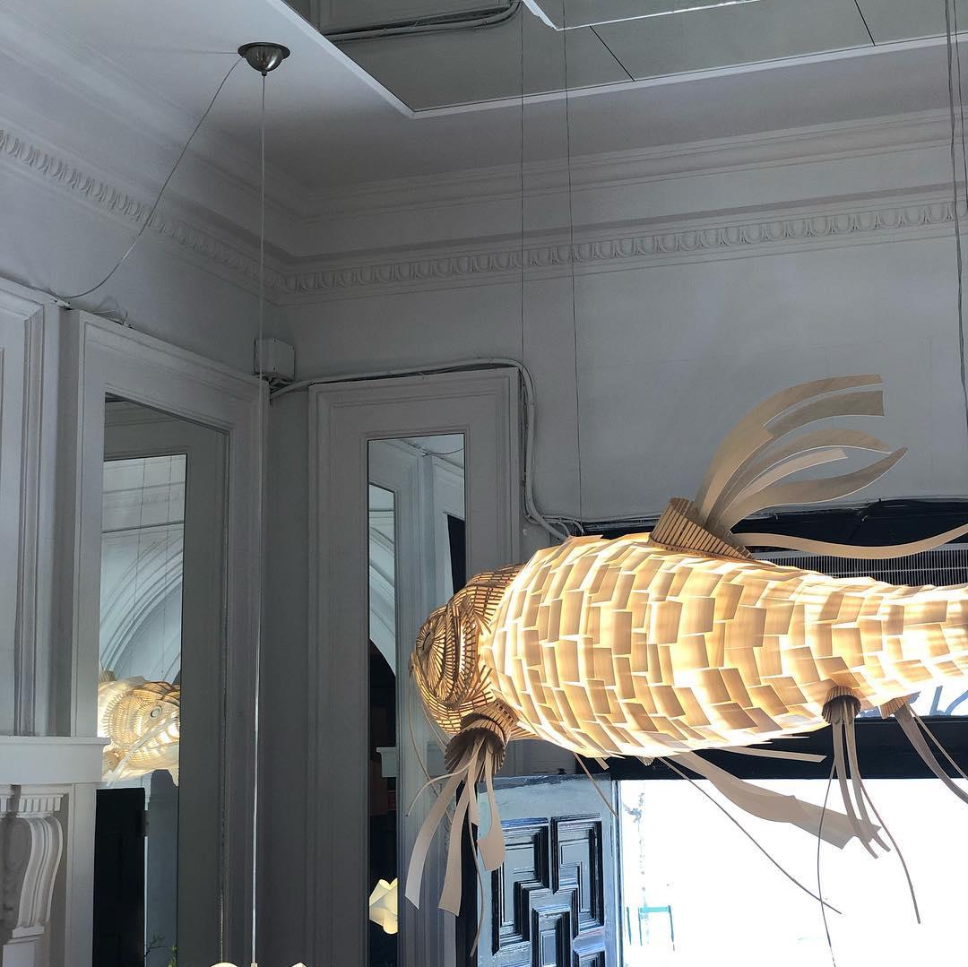 KOI Chandelier Wooden Fish Handmade