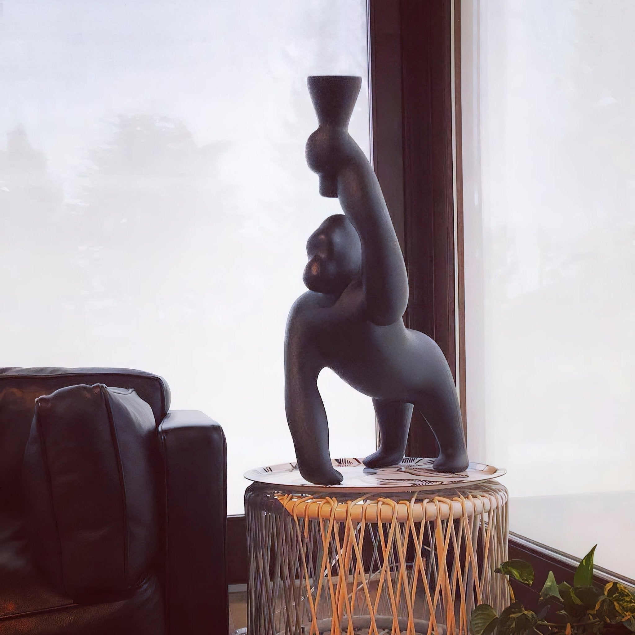Zasolil Artistic Resin Gorilla Floor Lamp