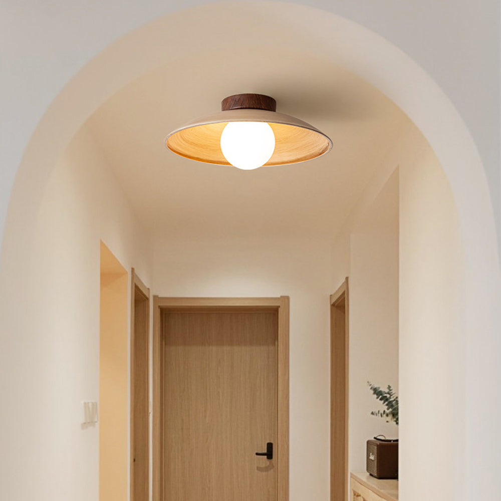 Muto Vintage Flush Mount Ceiling Light Wood Glass Bar Hotels - Neutral Decor