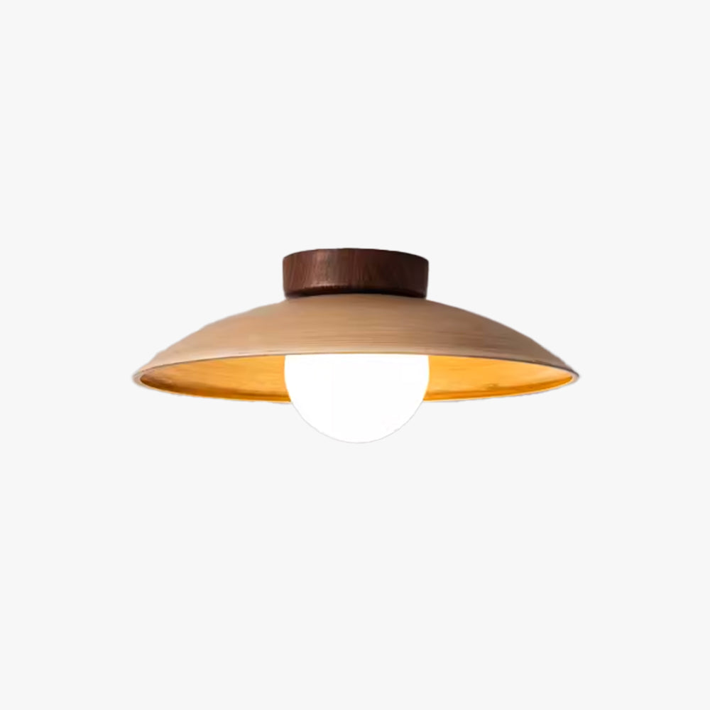Muto Vintage Flush Mount Ceiling Light Wood Glass Bar Hotels - Neutral Decor