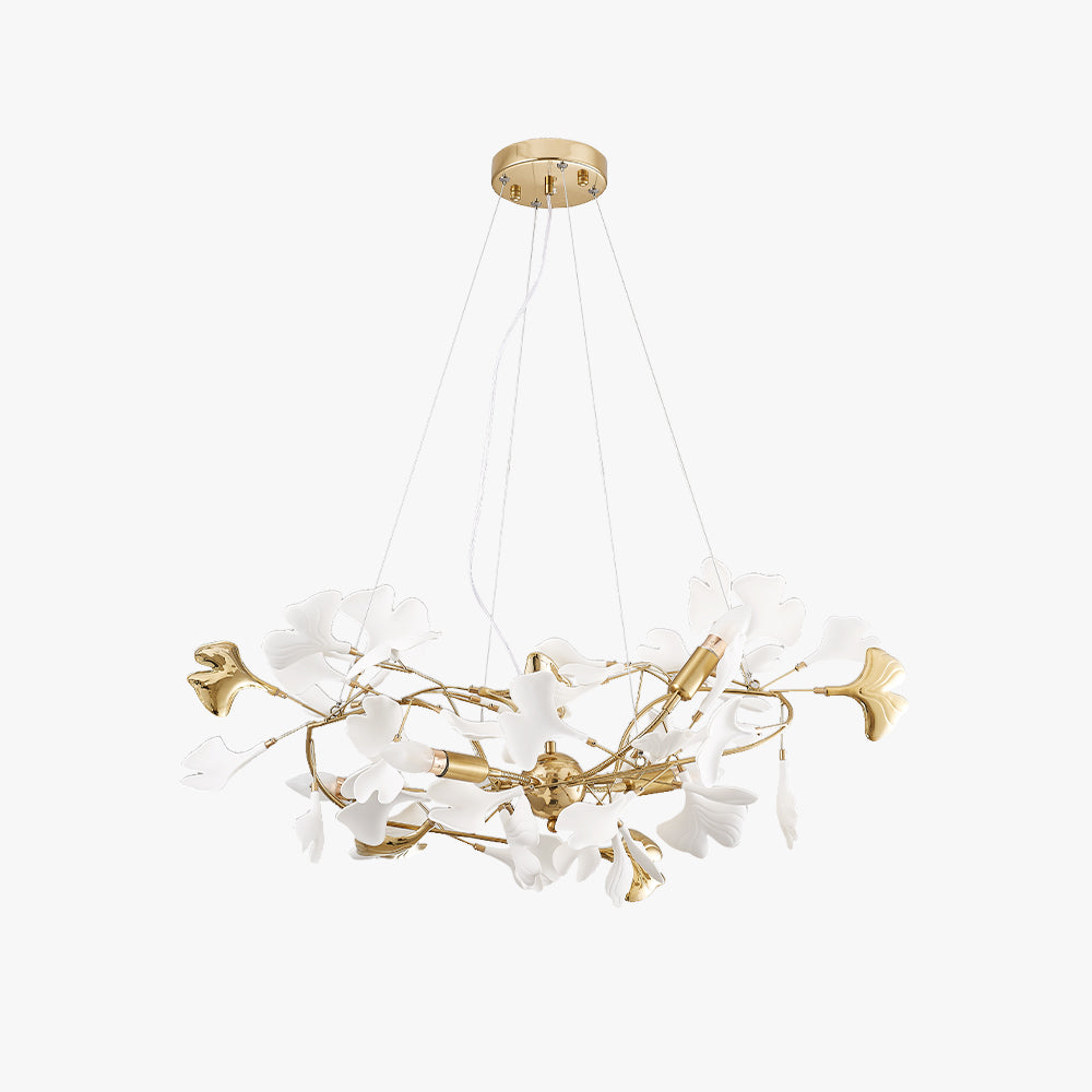 Olivia Gildglow Luxury Ceramic Chandelier Large Foyer Gingko Leaf Living Room - Neutral Decor