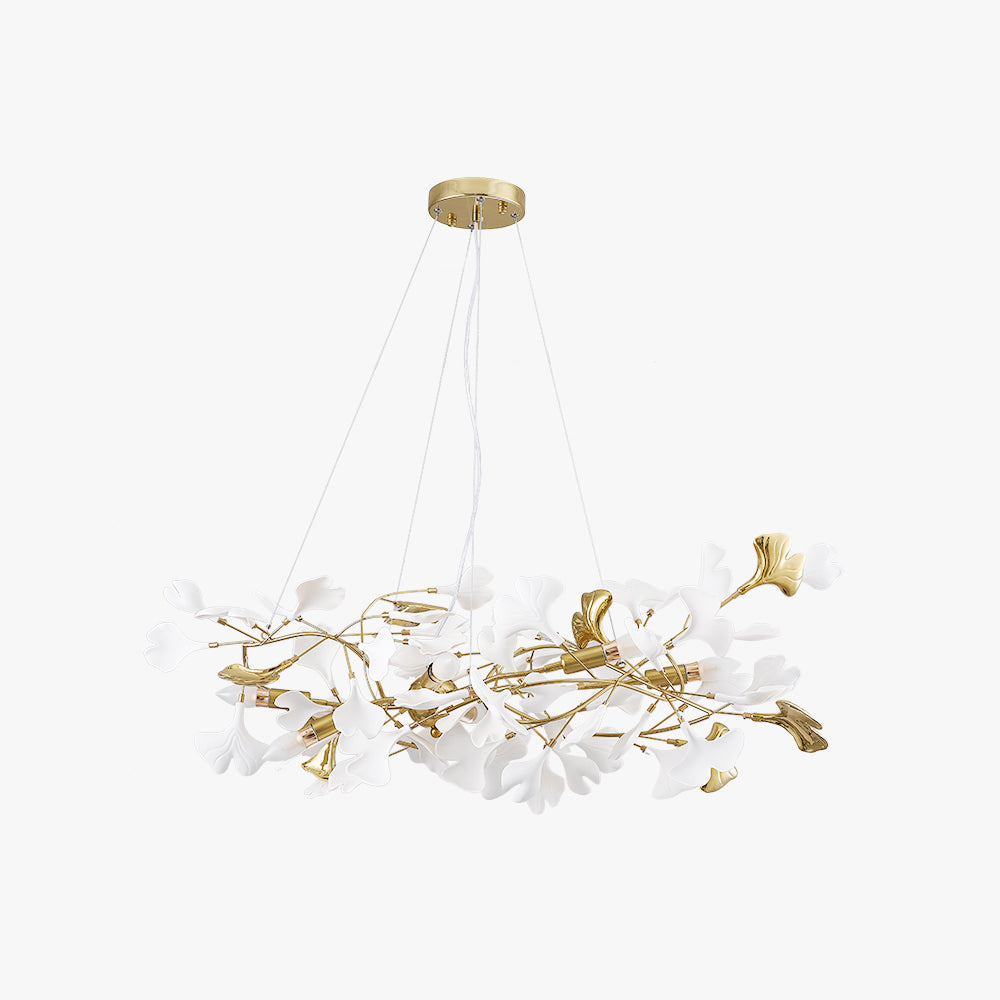 Olivia Gildglow Luxury Ceramic Chandelier Large Foyer Gingko Leaf Living Room - Neutral Decor