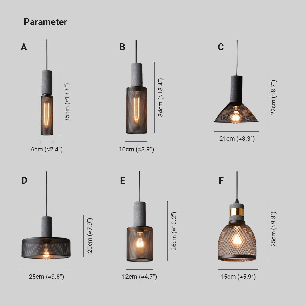 Arisha Industrial Cylindrical Pendant Light, Cement Wabi-Sabi - Neutral Decor
