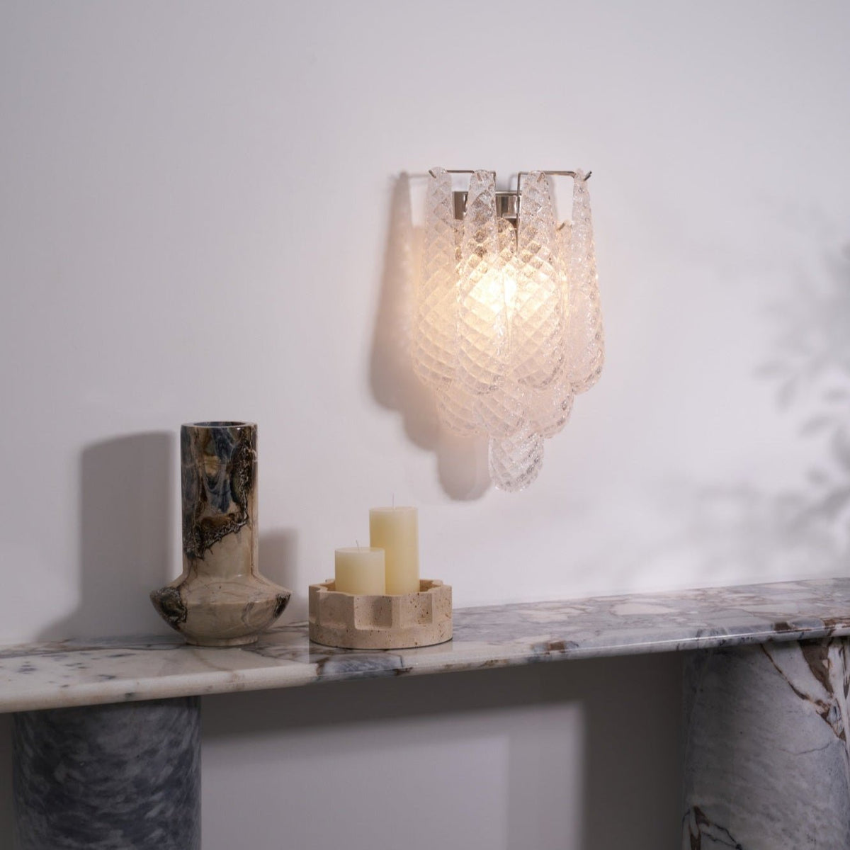Liorelaria Wall Lamp Pink Teardrop Glass Floral Artistic