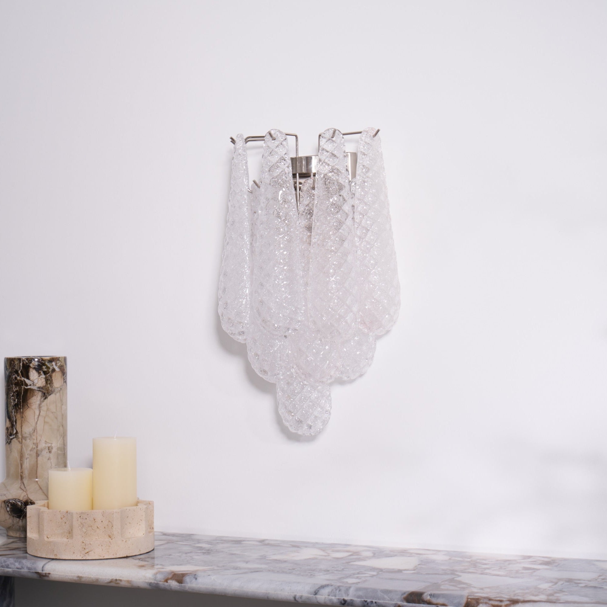 Liorelaria Wall Lamp Pink Teardrop Glass Floral Artistic