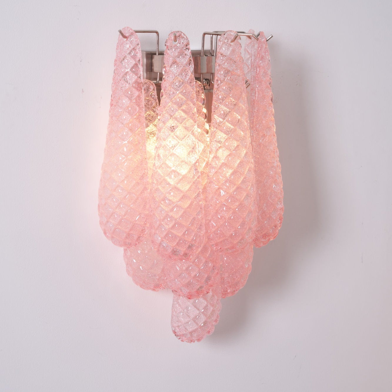 Liorelaria Wall Lamp Pink Teardrop Glass Floral Artistic