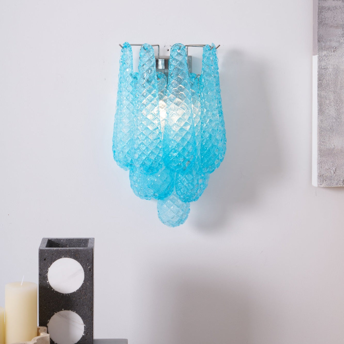 Liorelaria Wall Lamp Pink Teardrop Glass Floral Artistic