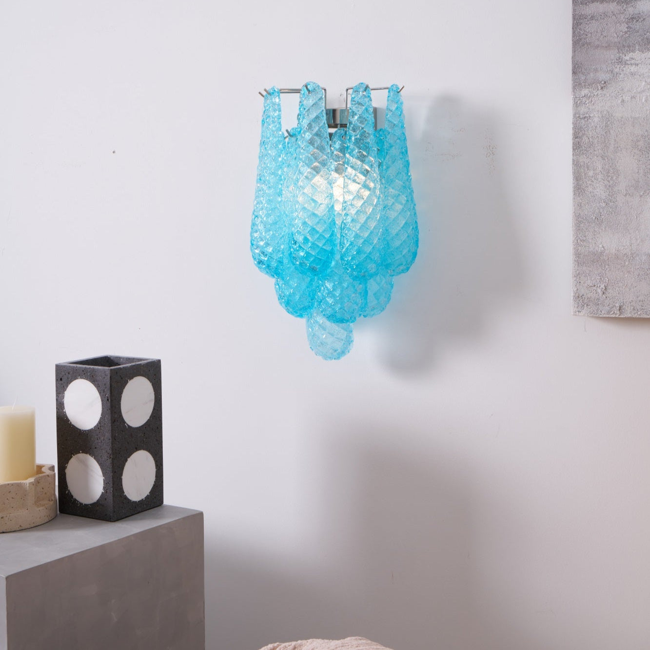 Liorelaria Wall Lamp Pink Teardrop Glass Floral Artistic