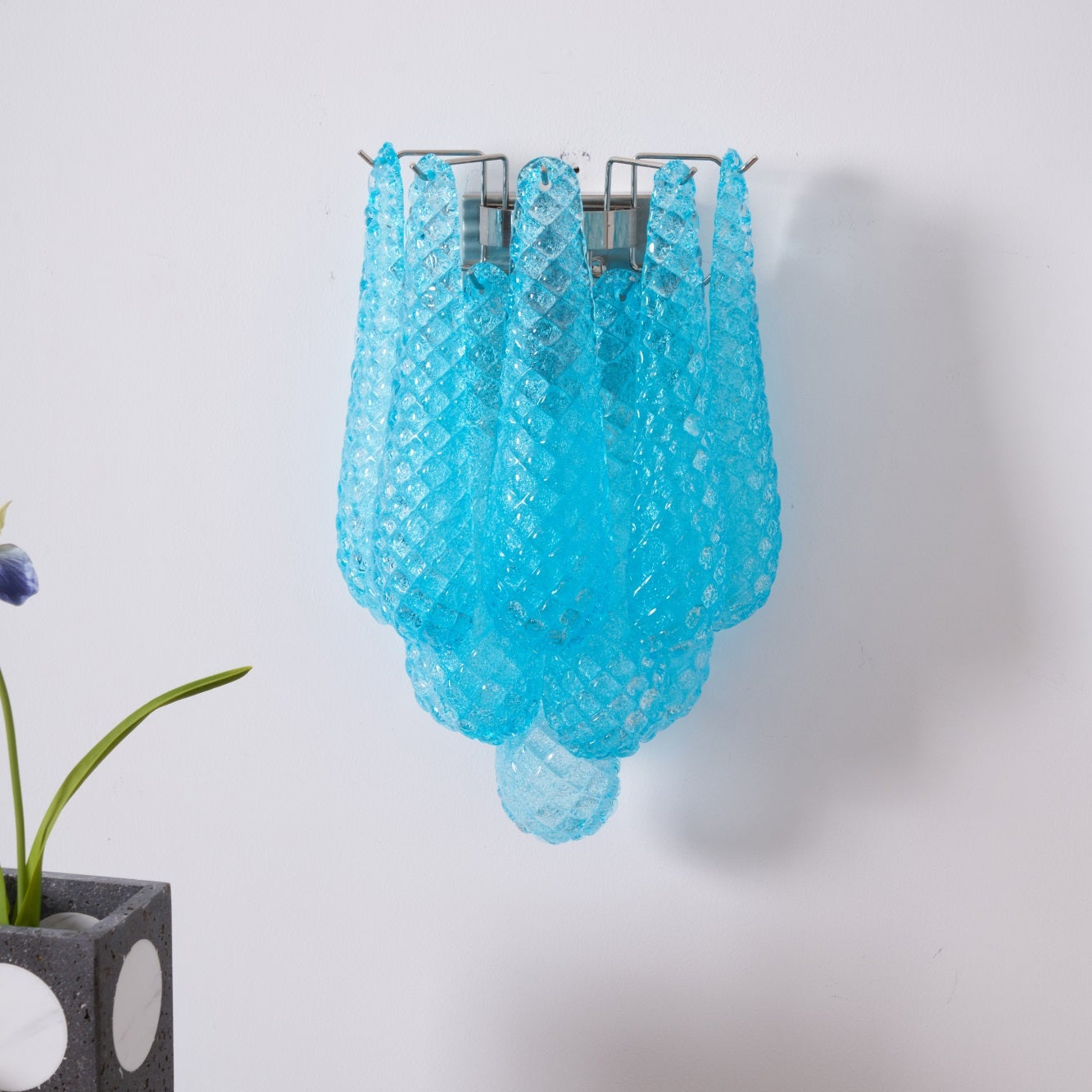 Liorelaria Wall Lamp Pink Teardrop Glass Floral Artistic