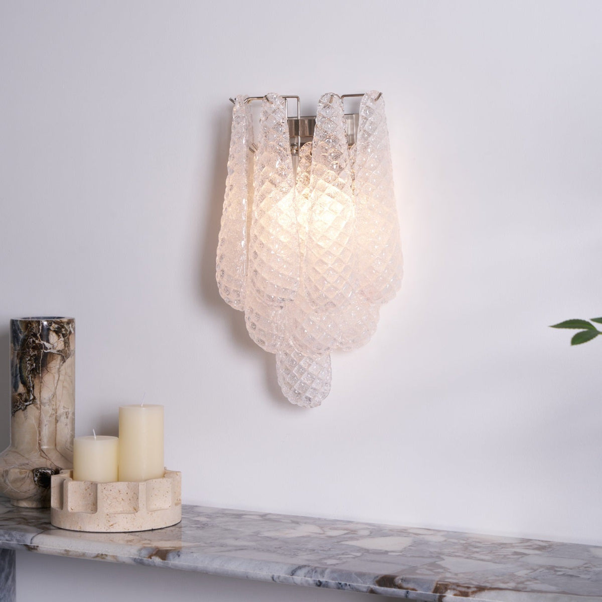 Liorelaria Wall Lamp Pink Teardrop Glass Floral Artistic